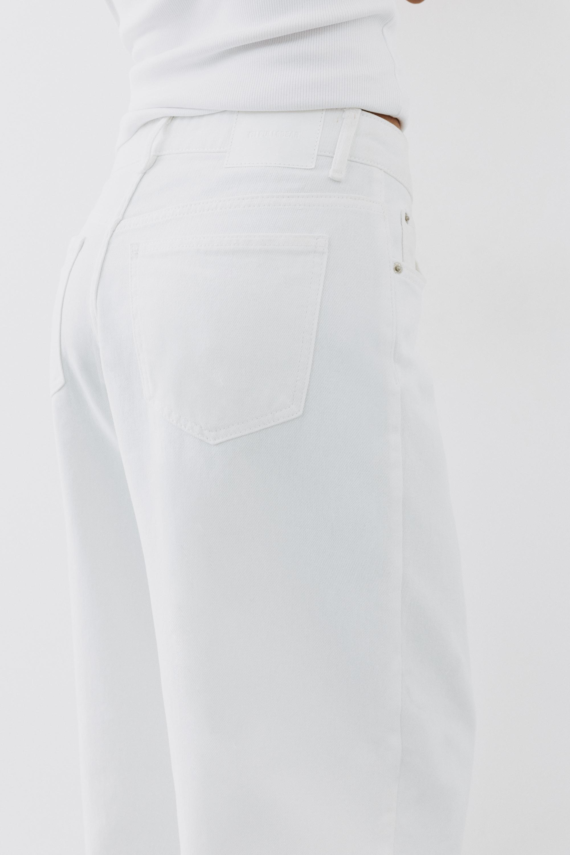 White crossover waist baggy jeans — White