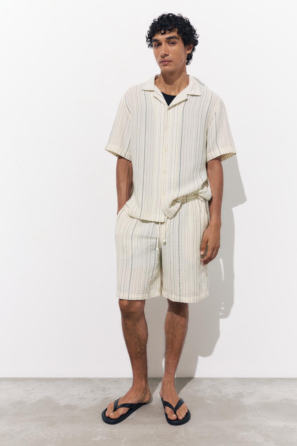 Striped jogger Bermuda shorts