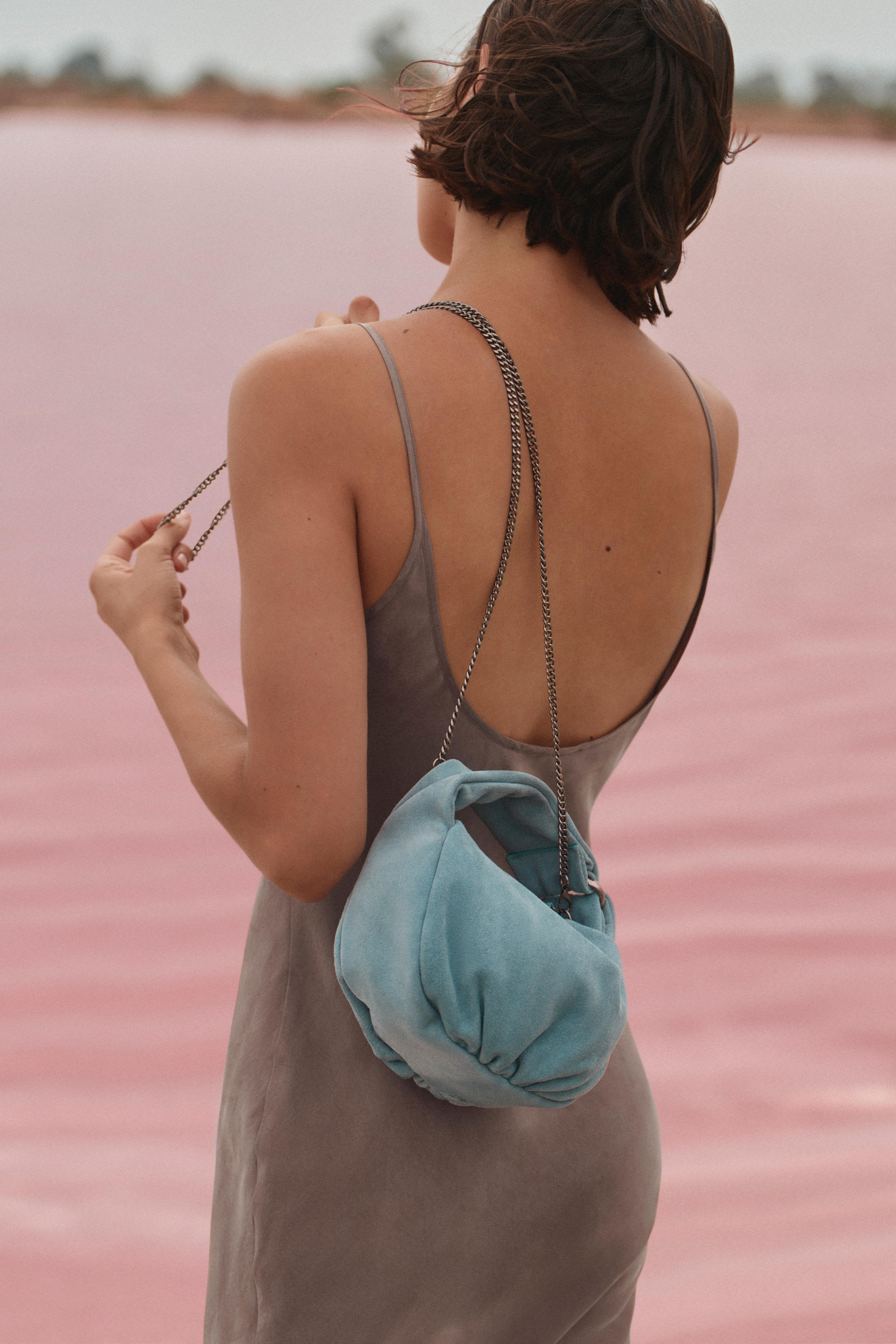 Mini leather handbag — Blue