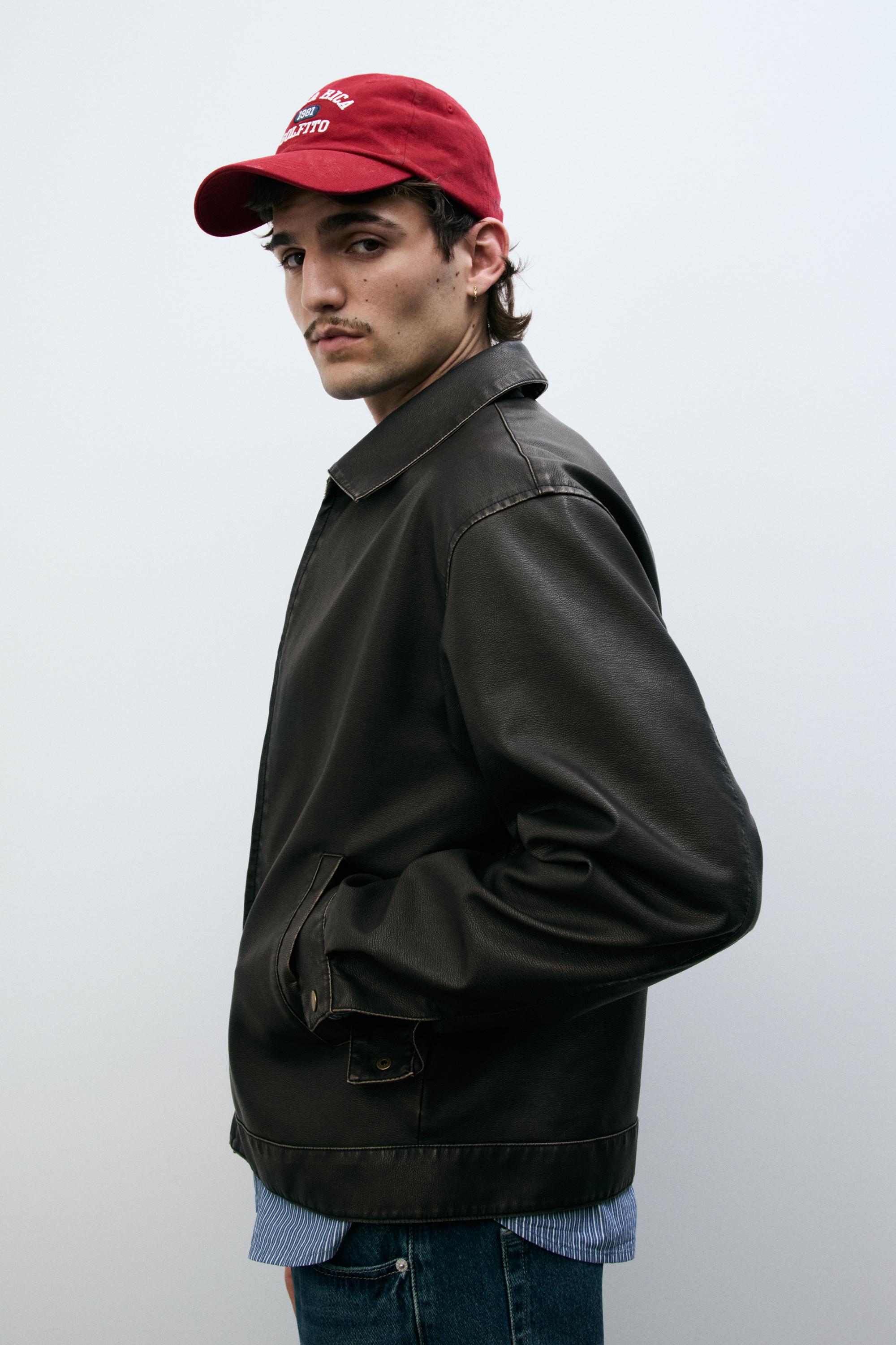 Yıkanmış suni deri ceket - Görsel 50