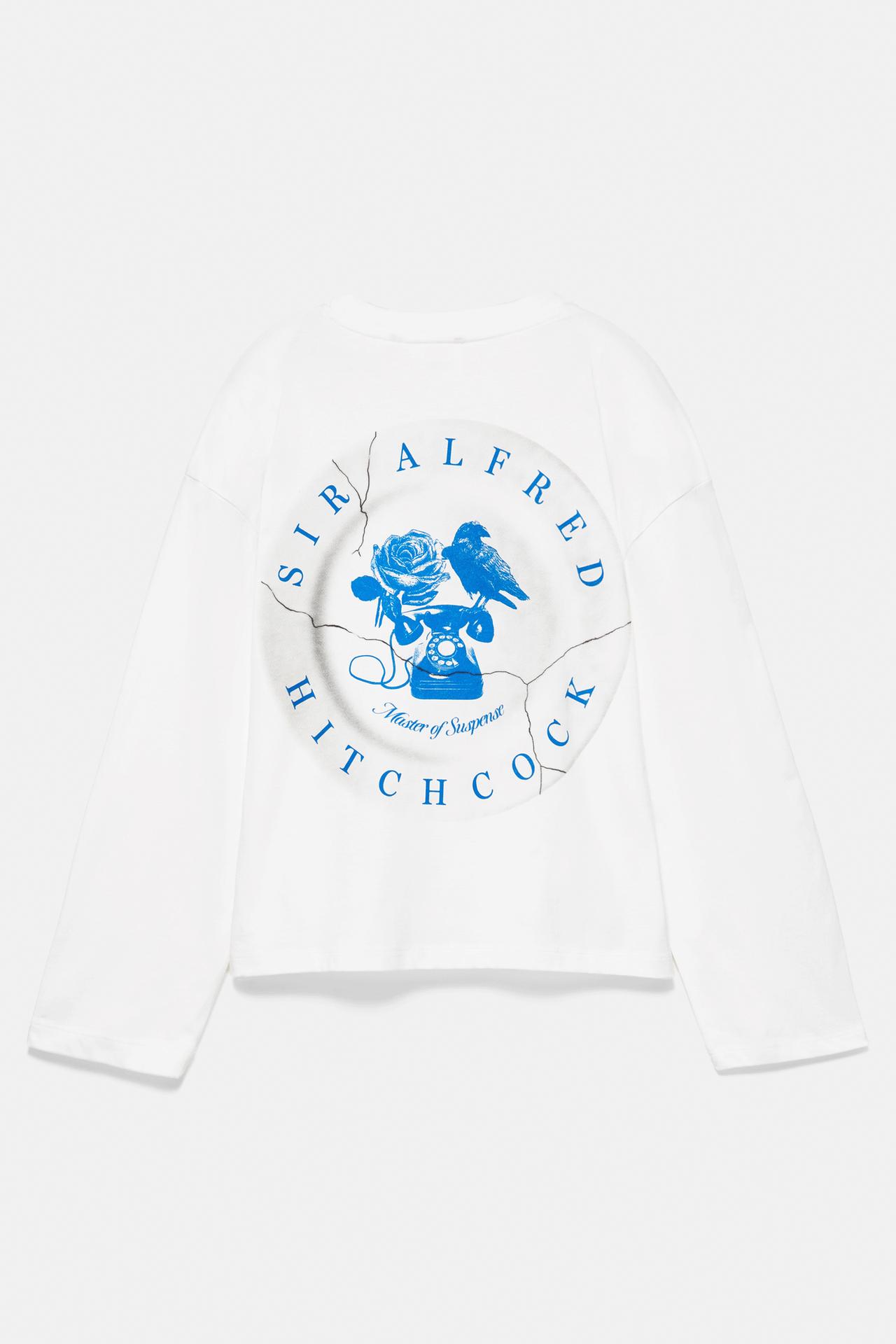 Hitchcock graphic oversize T-shirt — Ice