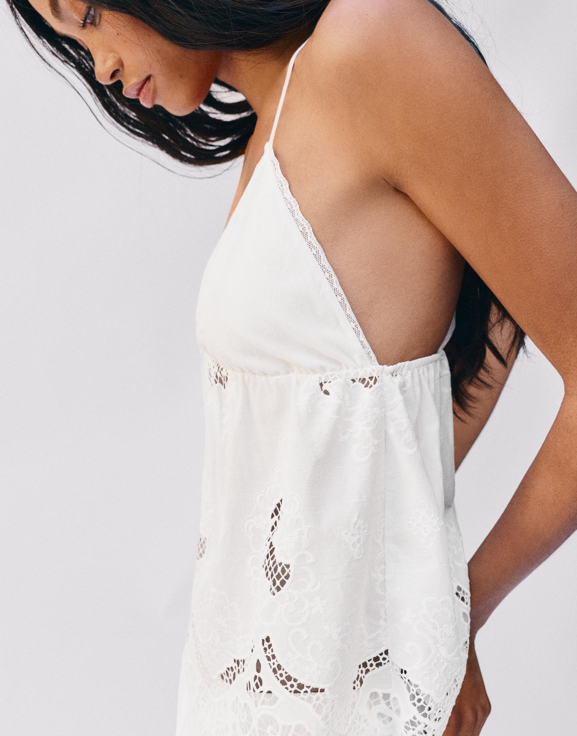 White Swiss embroidery top — White