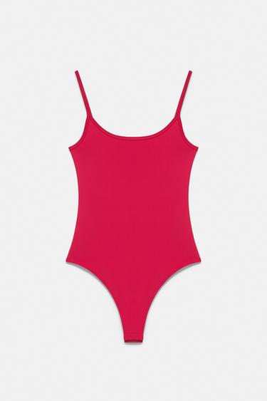 Polyamide bodysuit with thin straps — Raspberry 6