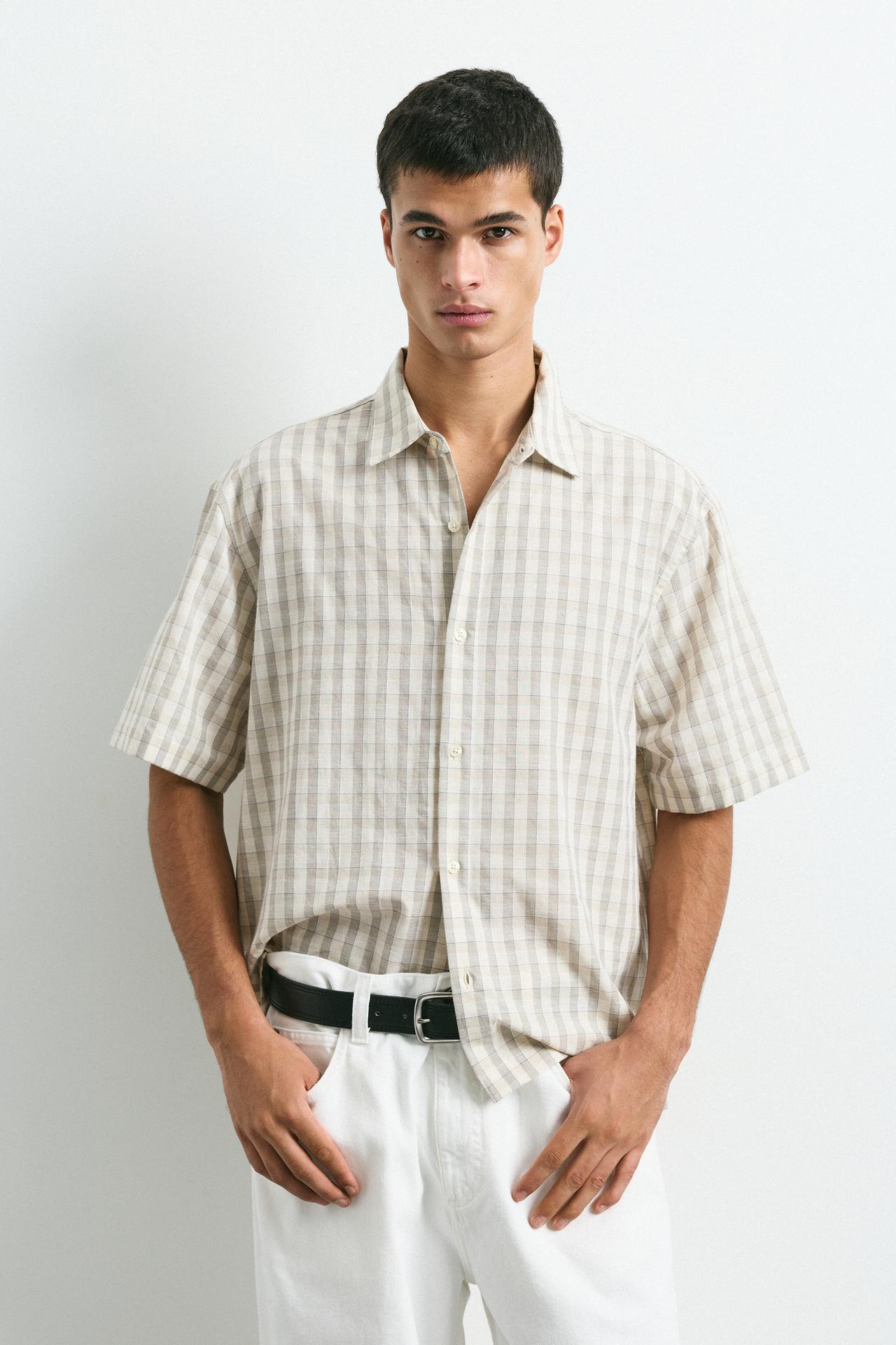 Short sleeve check shirt — Off white
