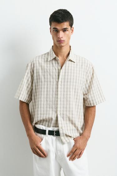 Short sleeve check shirt — Off white 1