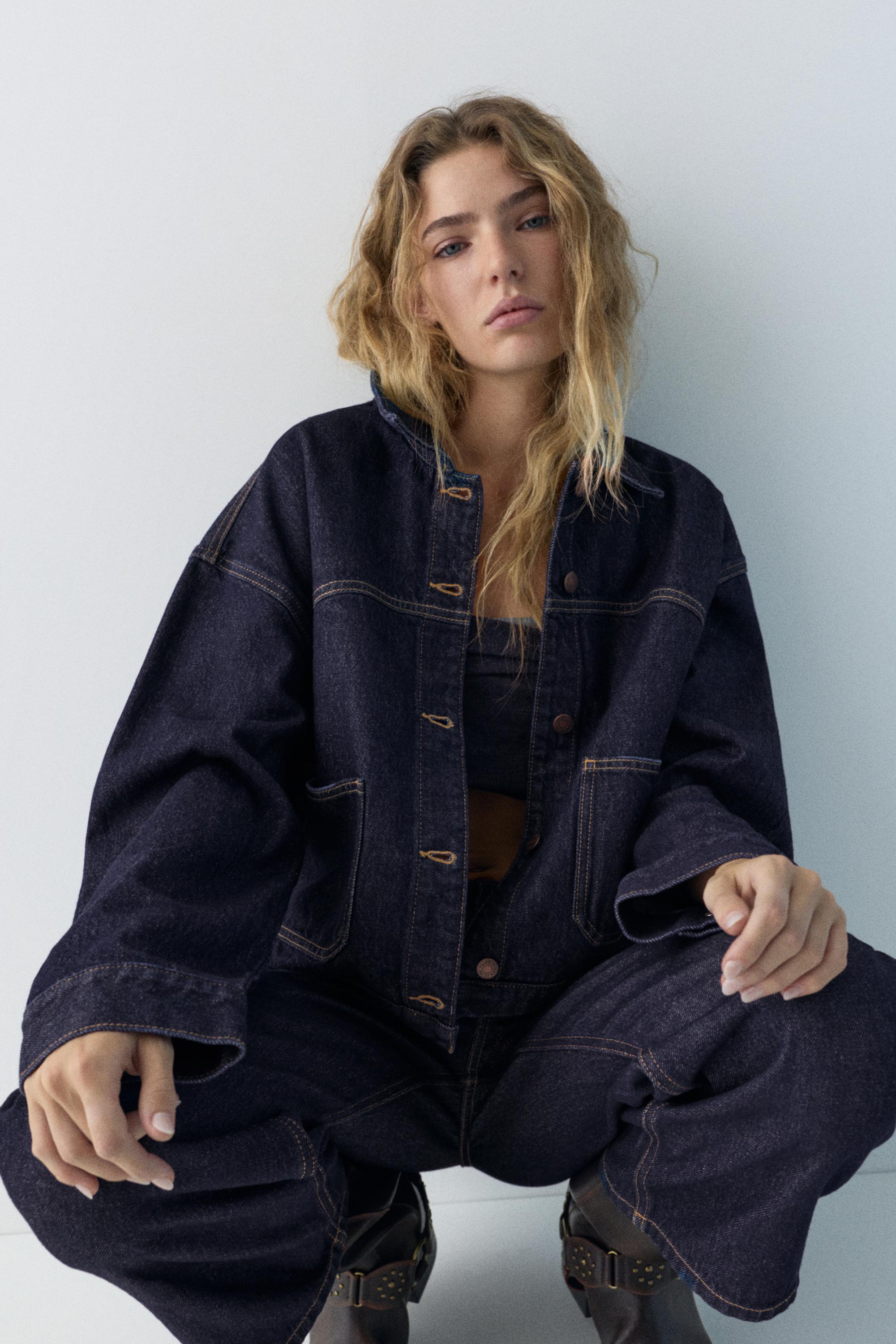 Boxy kesim denim ince ceket - Görsel 44