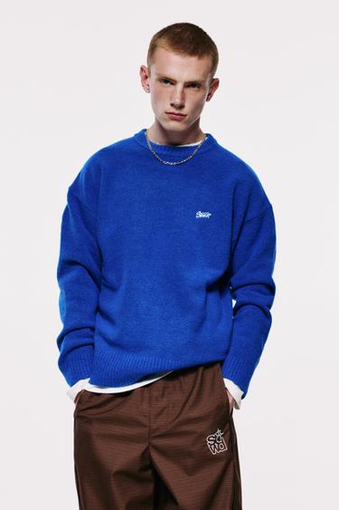 STWD embroidered knit jumper — Deep blue 1