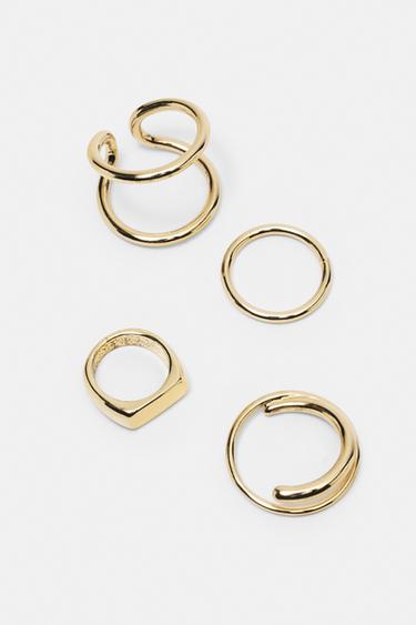 Pack of 4 metallic rings — Gold 4