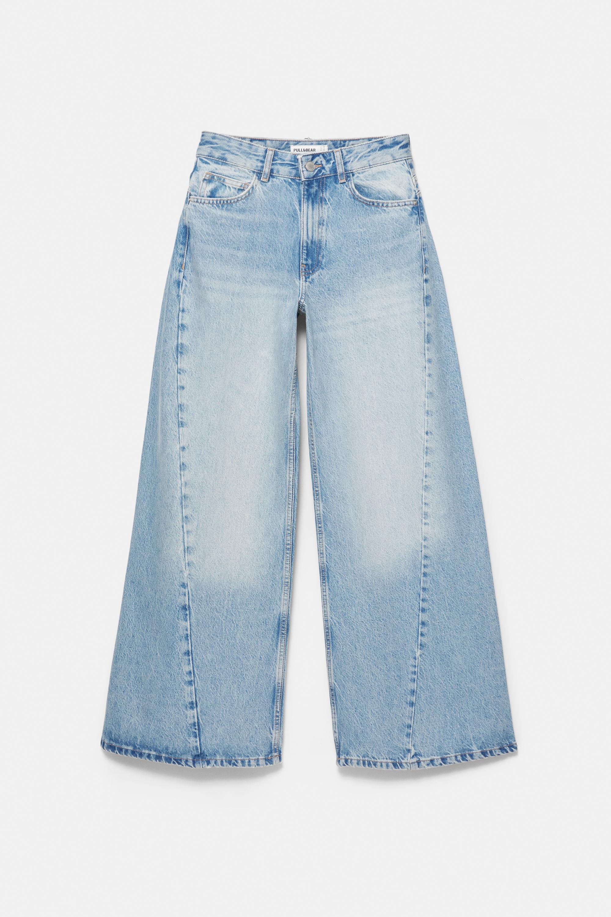 Super wide-leg jeans with belt loops — Pale blue