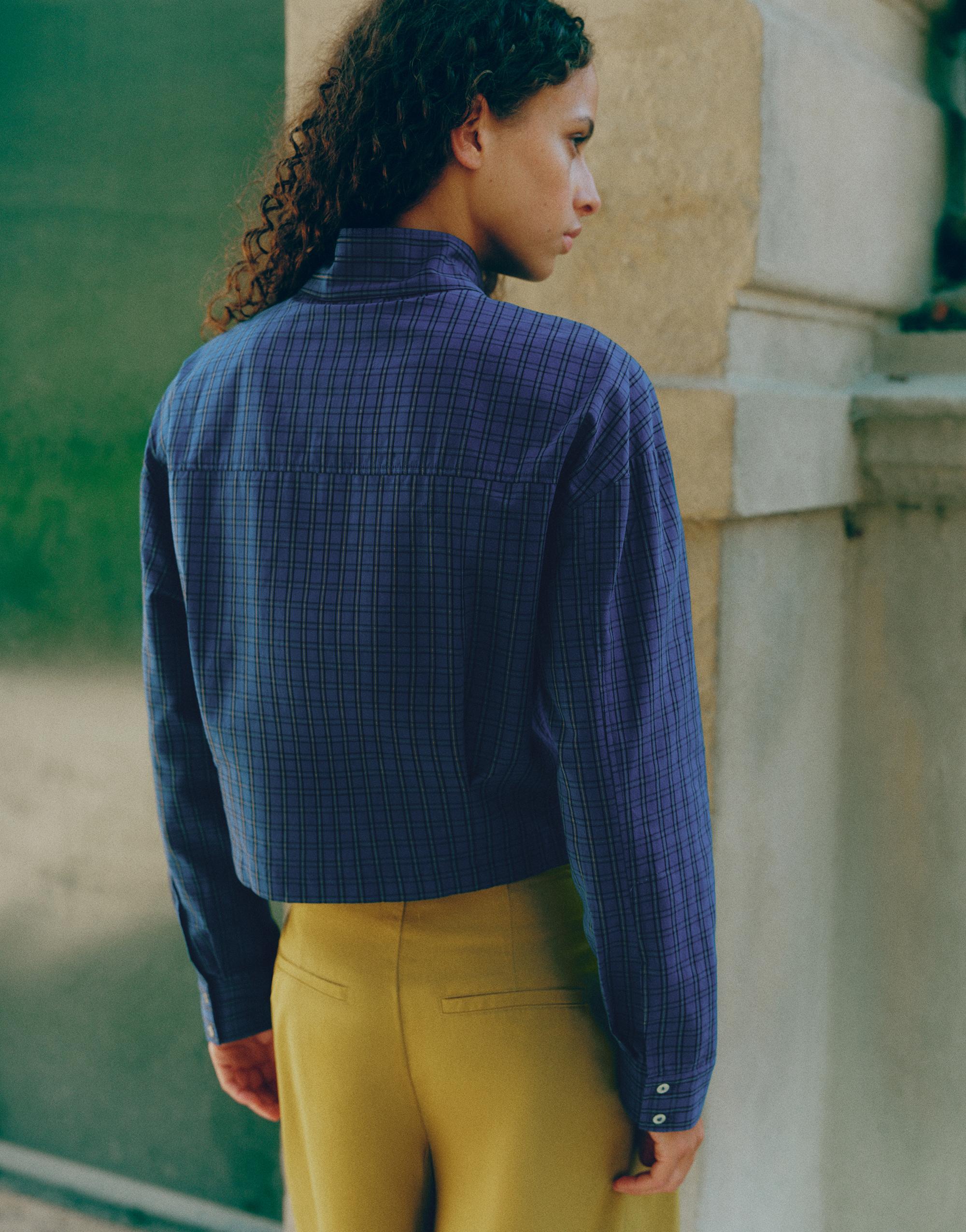 Oversize check shirt — Navy