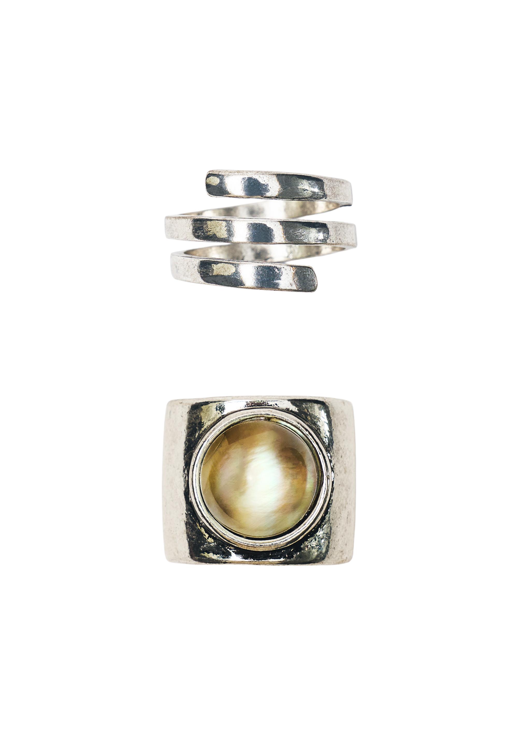 2-pack of stone rings — Silver