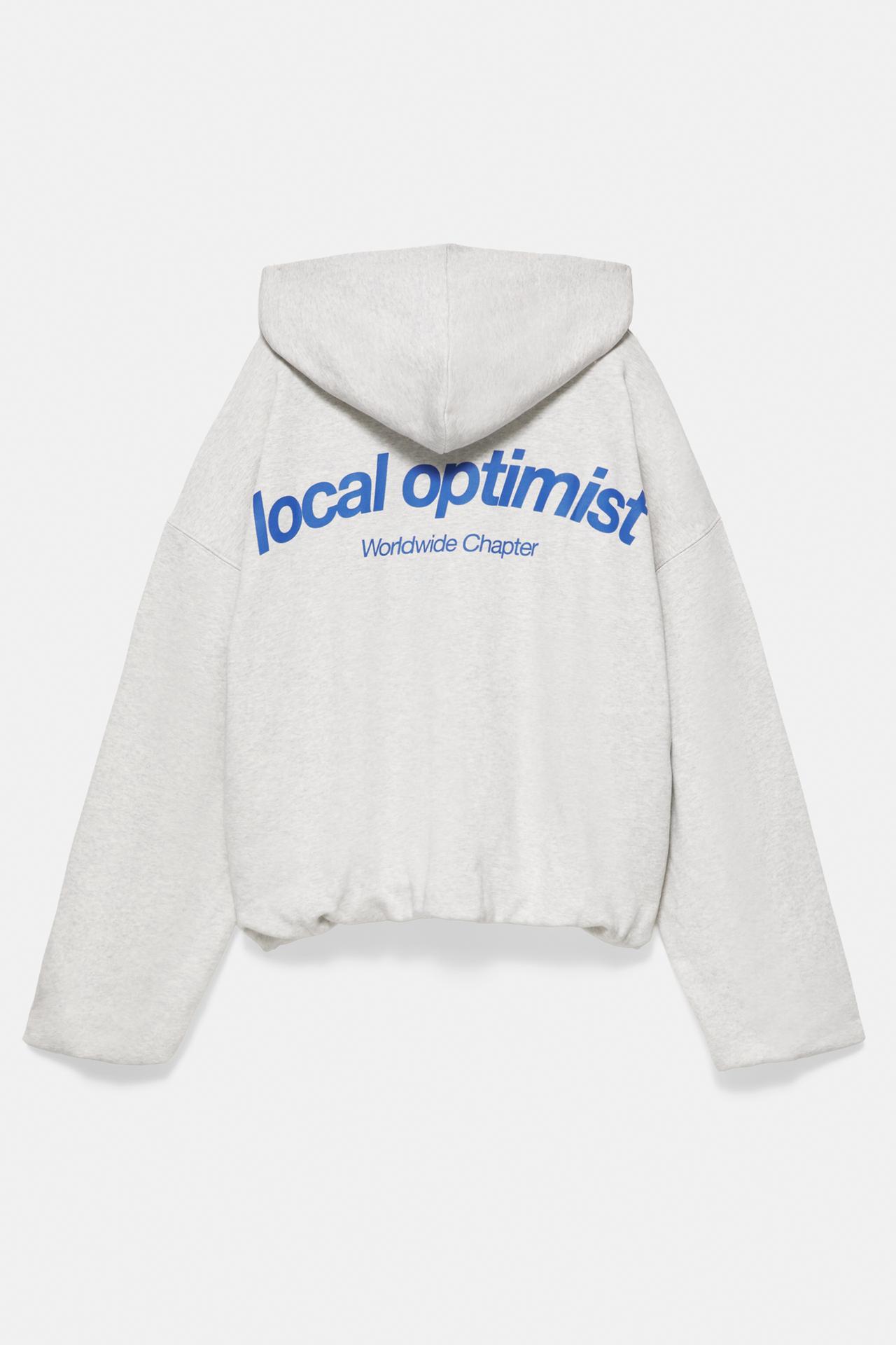 Zip-up hood sweatshirt — Grey marl