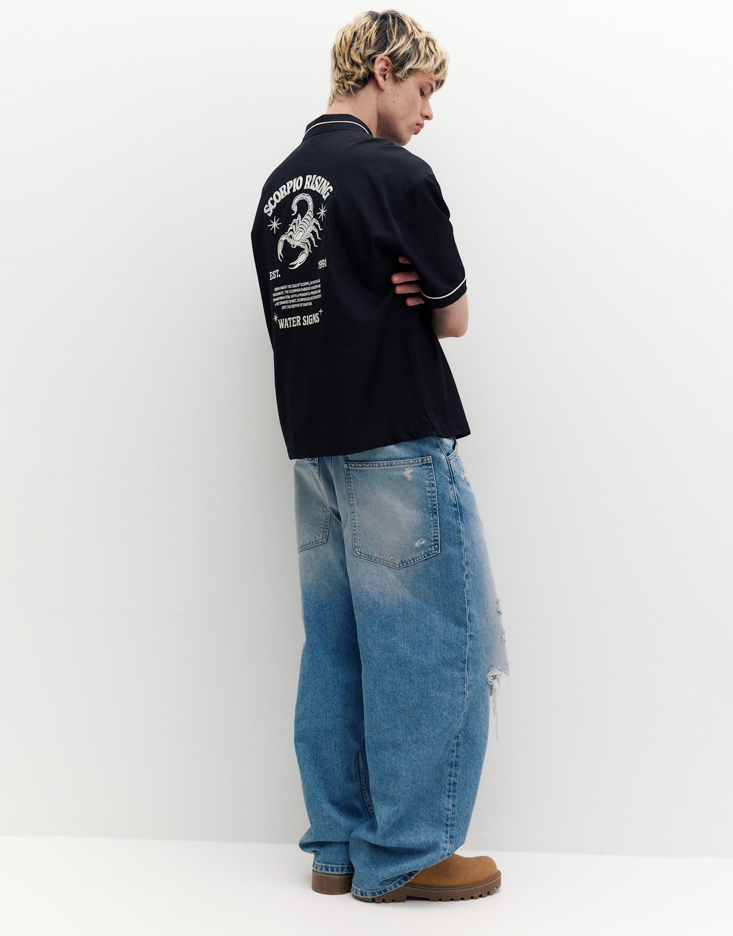 Kısa kollu nakışlı gömlek - Görsel 7