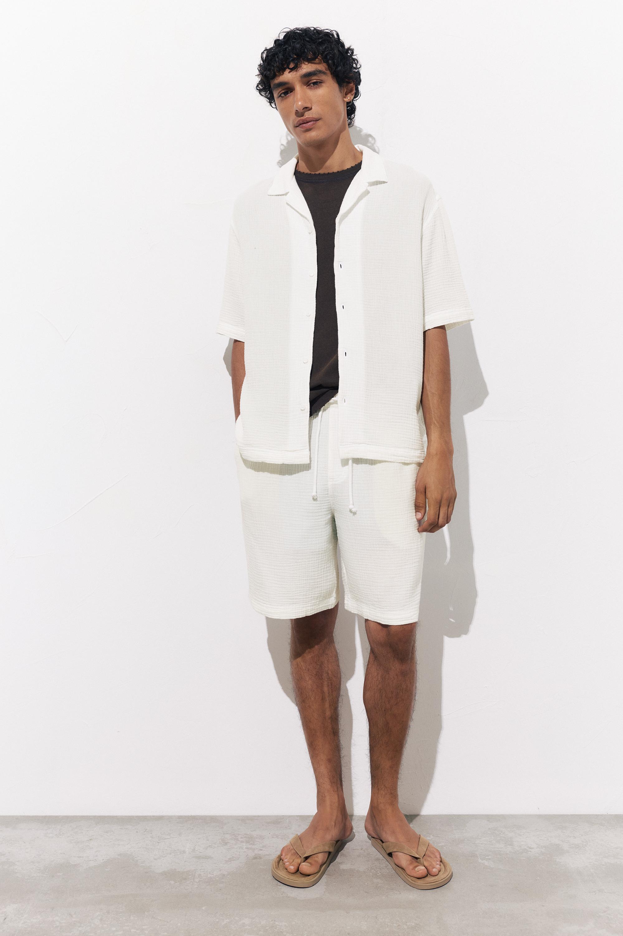 Short sleeve crepe shirt — White