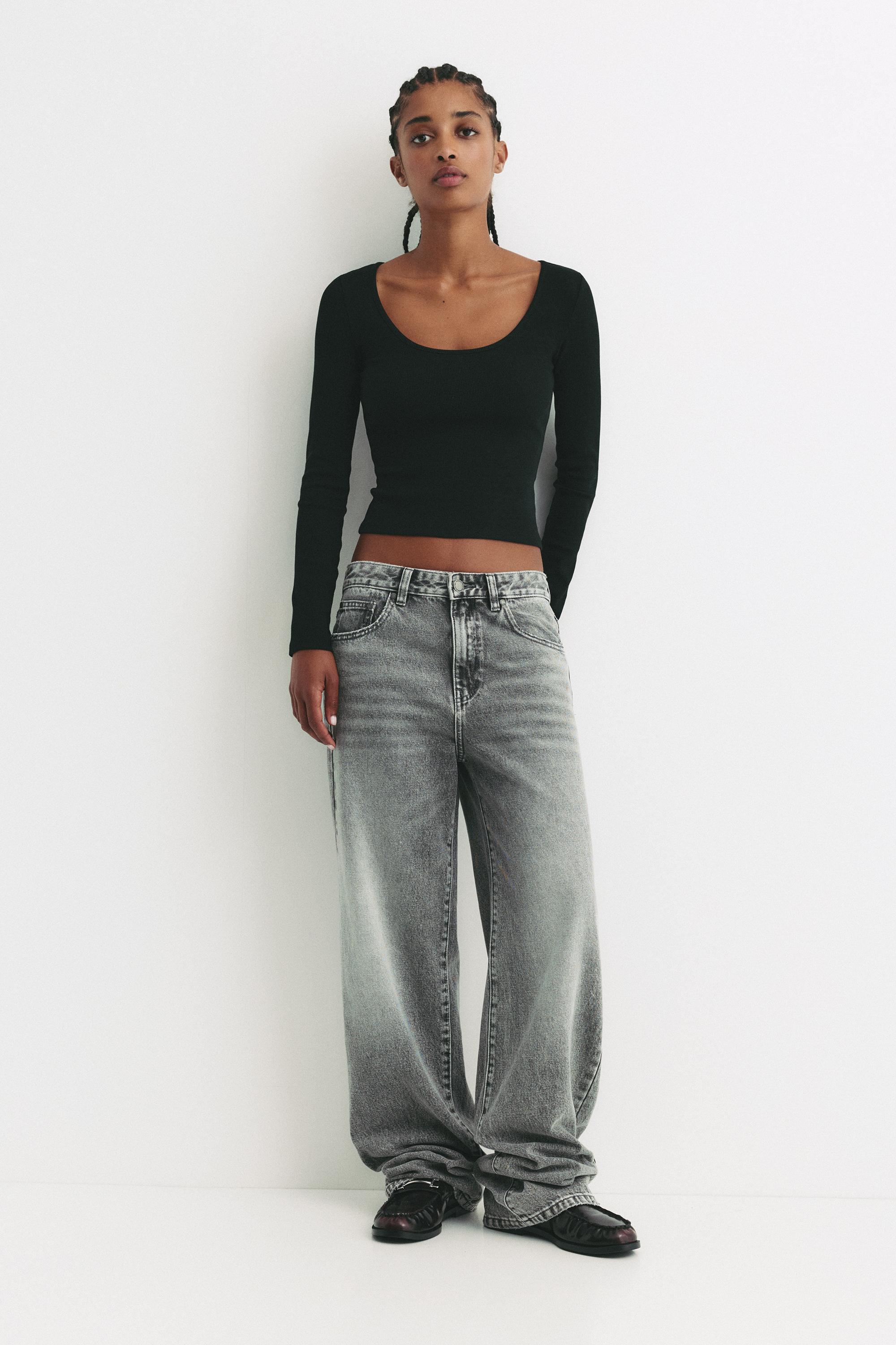 Ribbed round neck T-shirt — Black