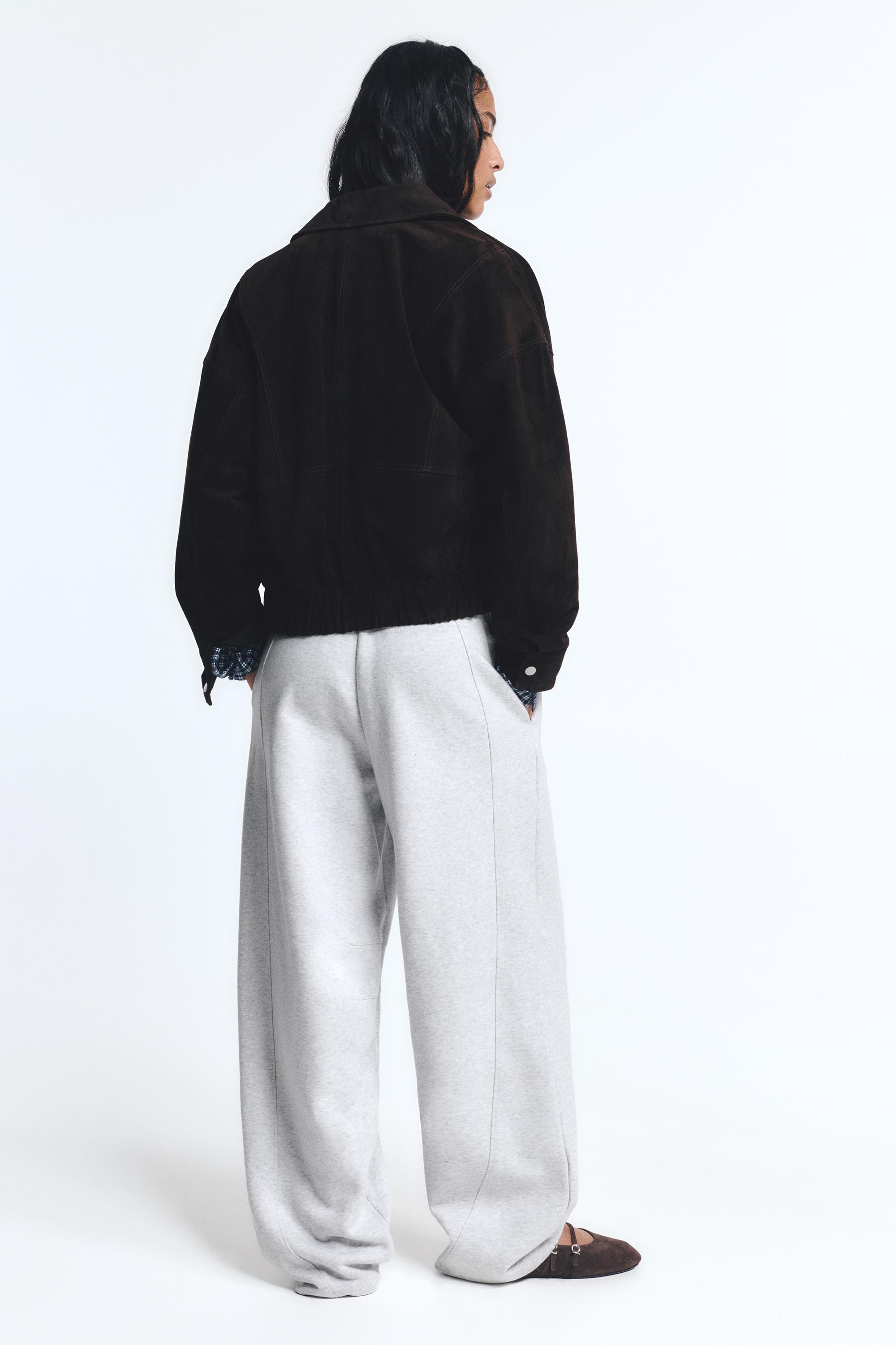Barrel fit tracksuit trousers — Grey marl