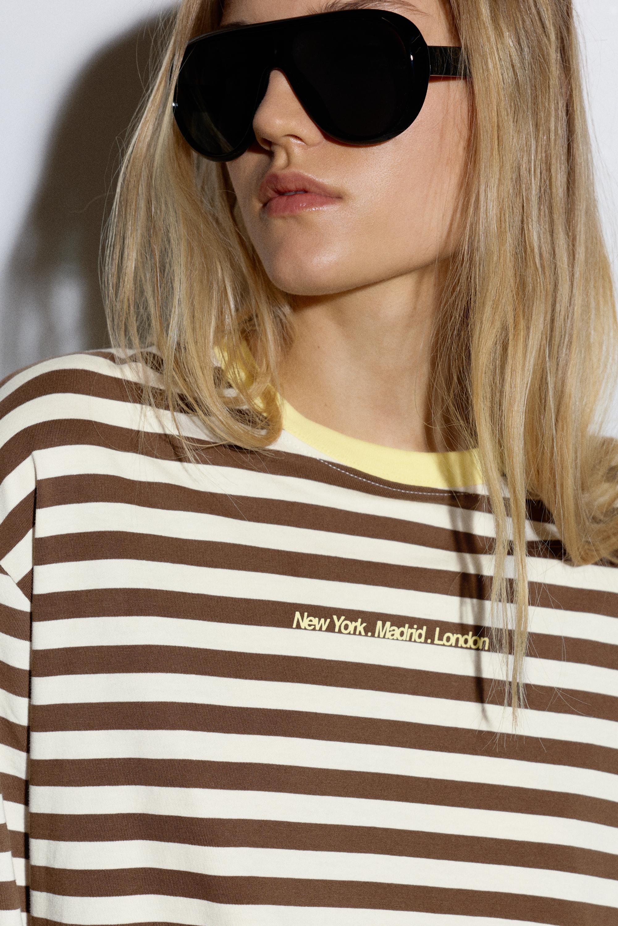 Oversize striped T-shirt — Brown
