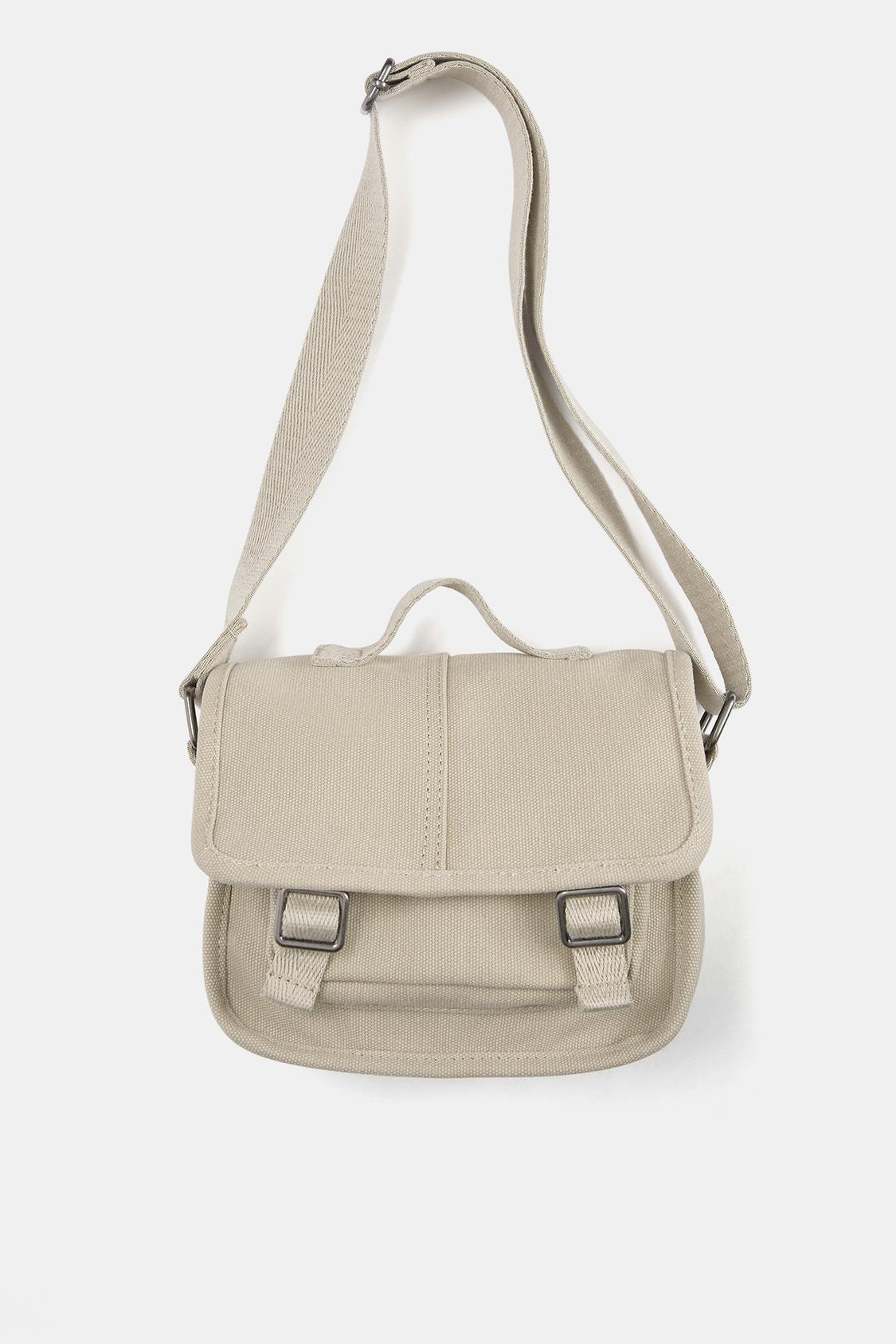 Mini canvas messenger bag with flap - pull&bear