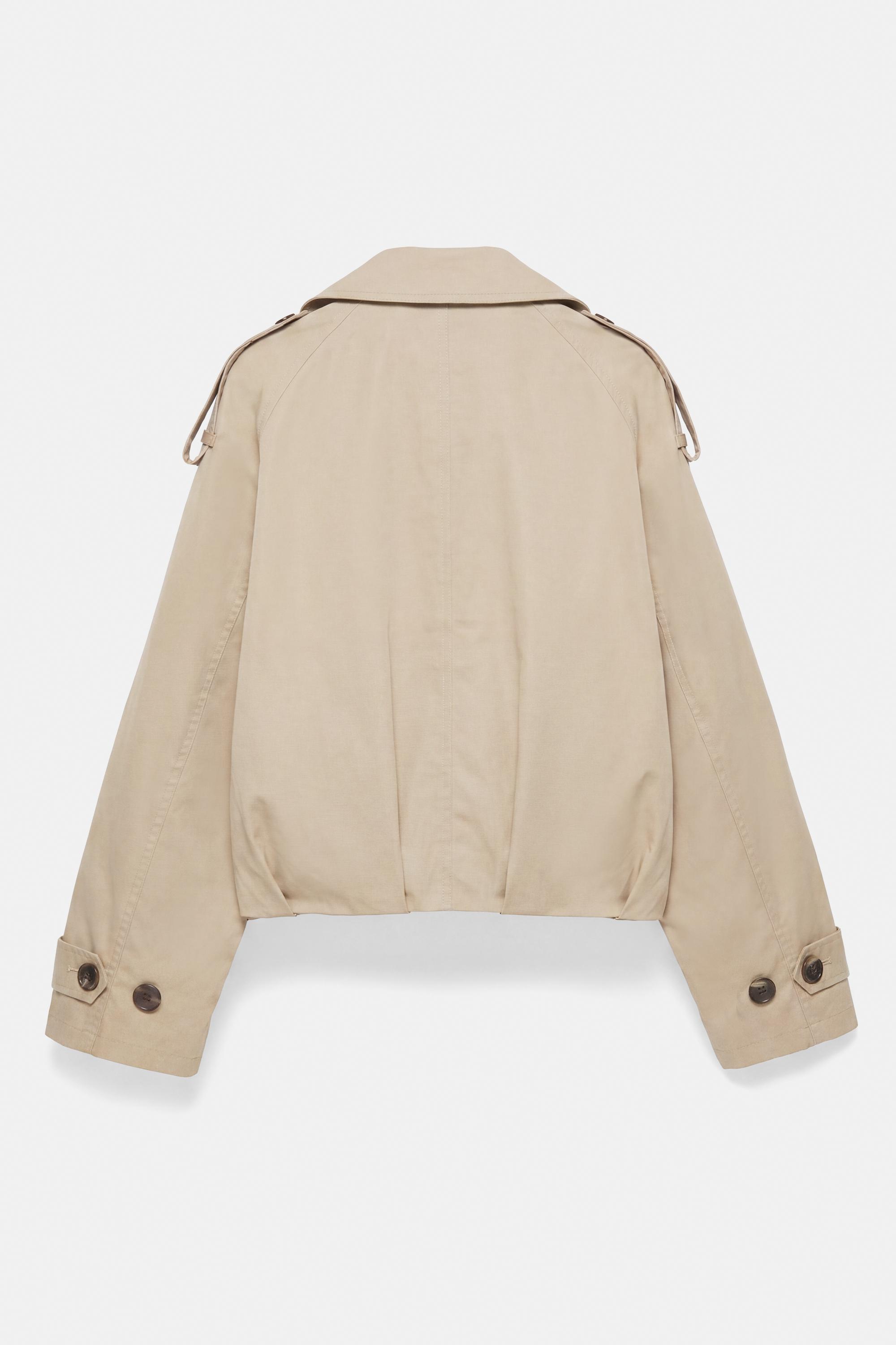 Balloon-fit short trench coat — Sand