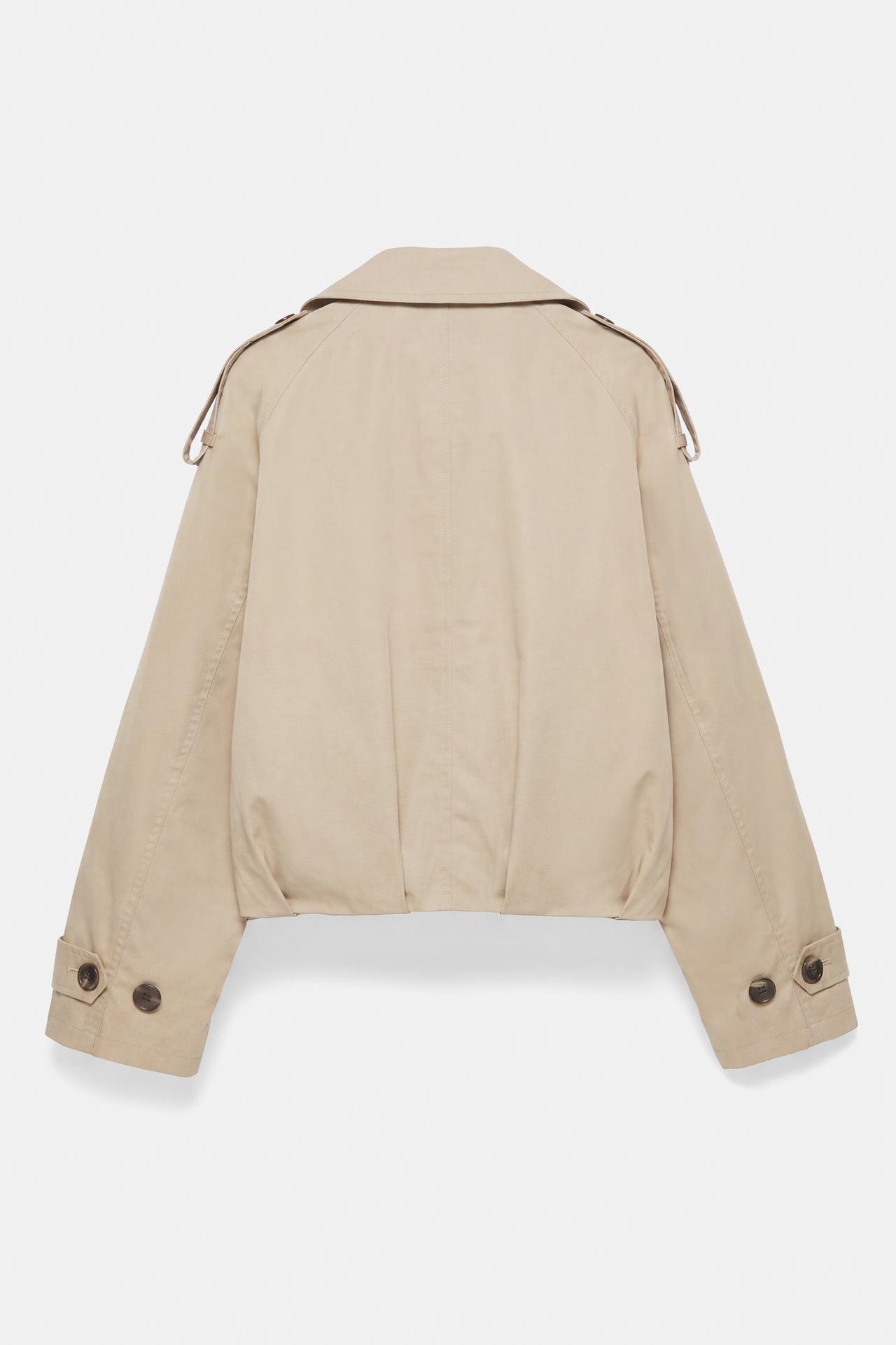Balloon-fit short trench coat — Sand