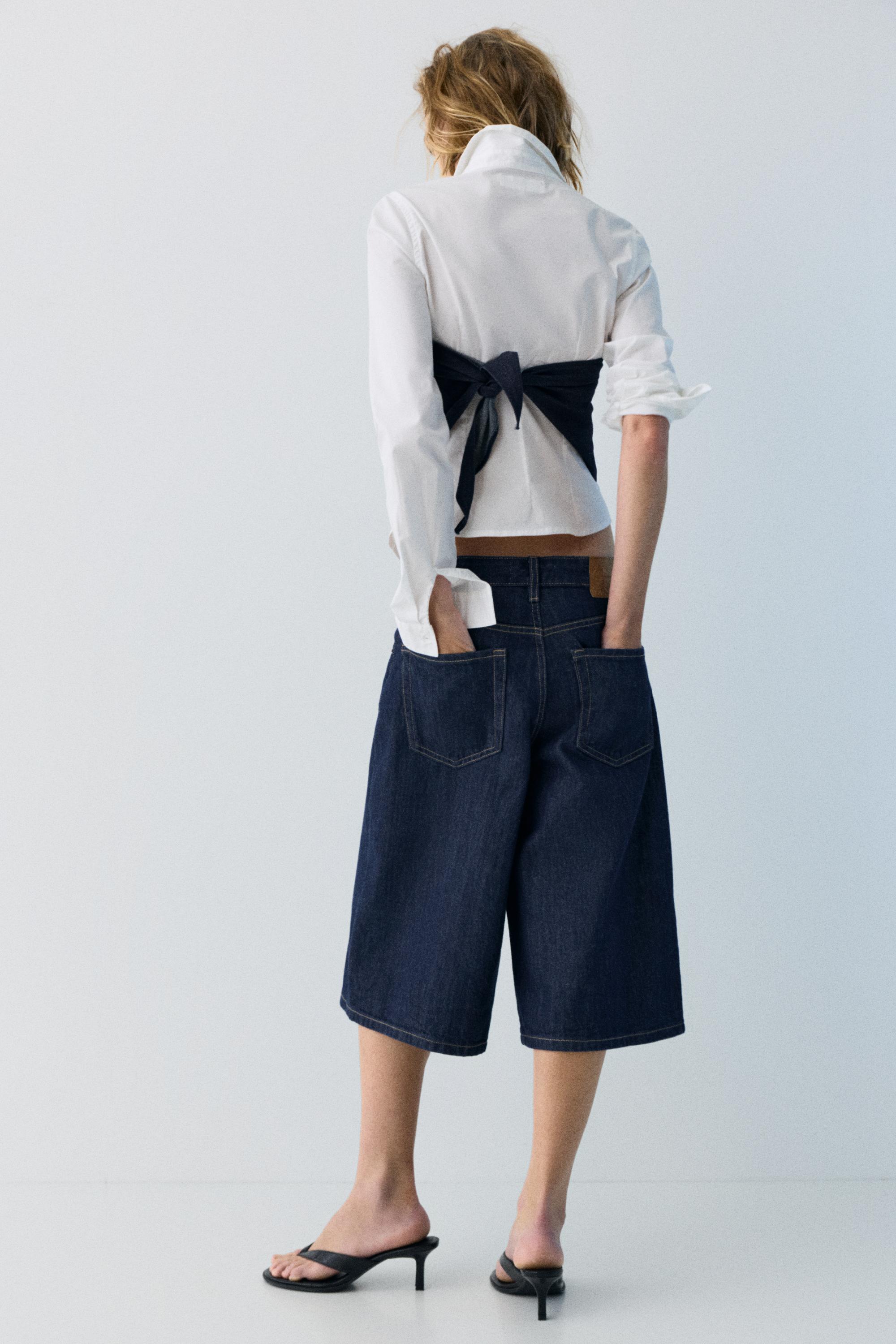 Low-rise denim jorts — Navy