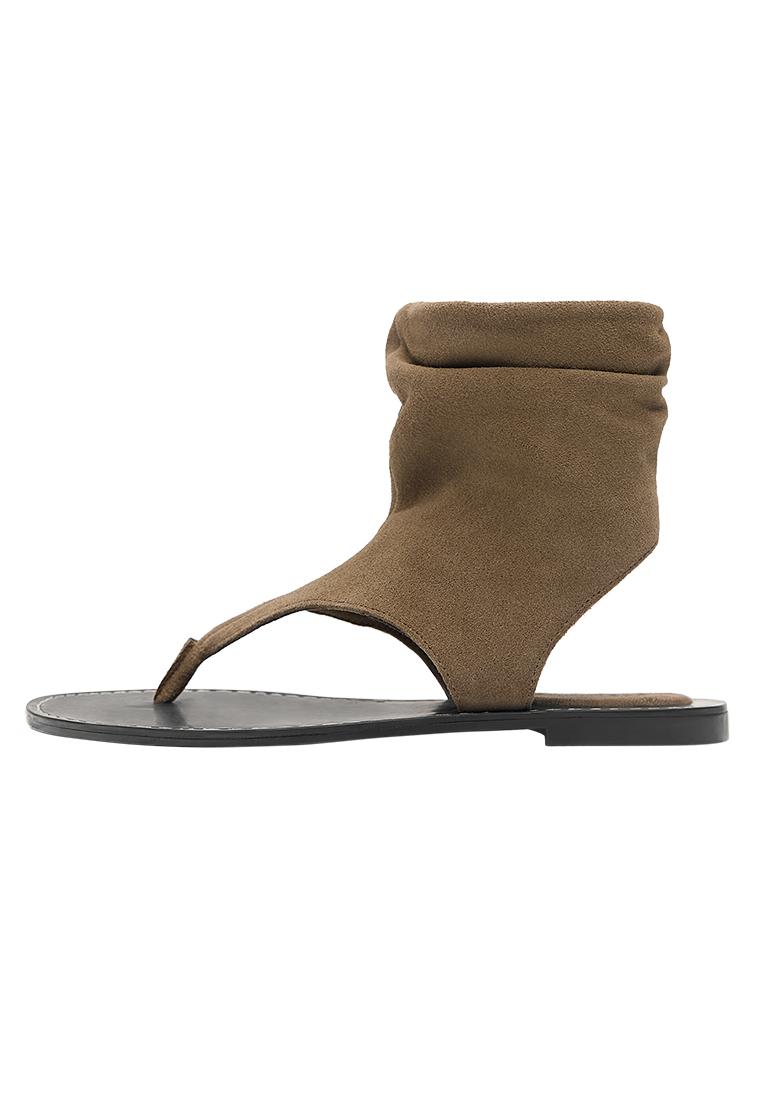 Leather bootie sandals — Brown