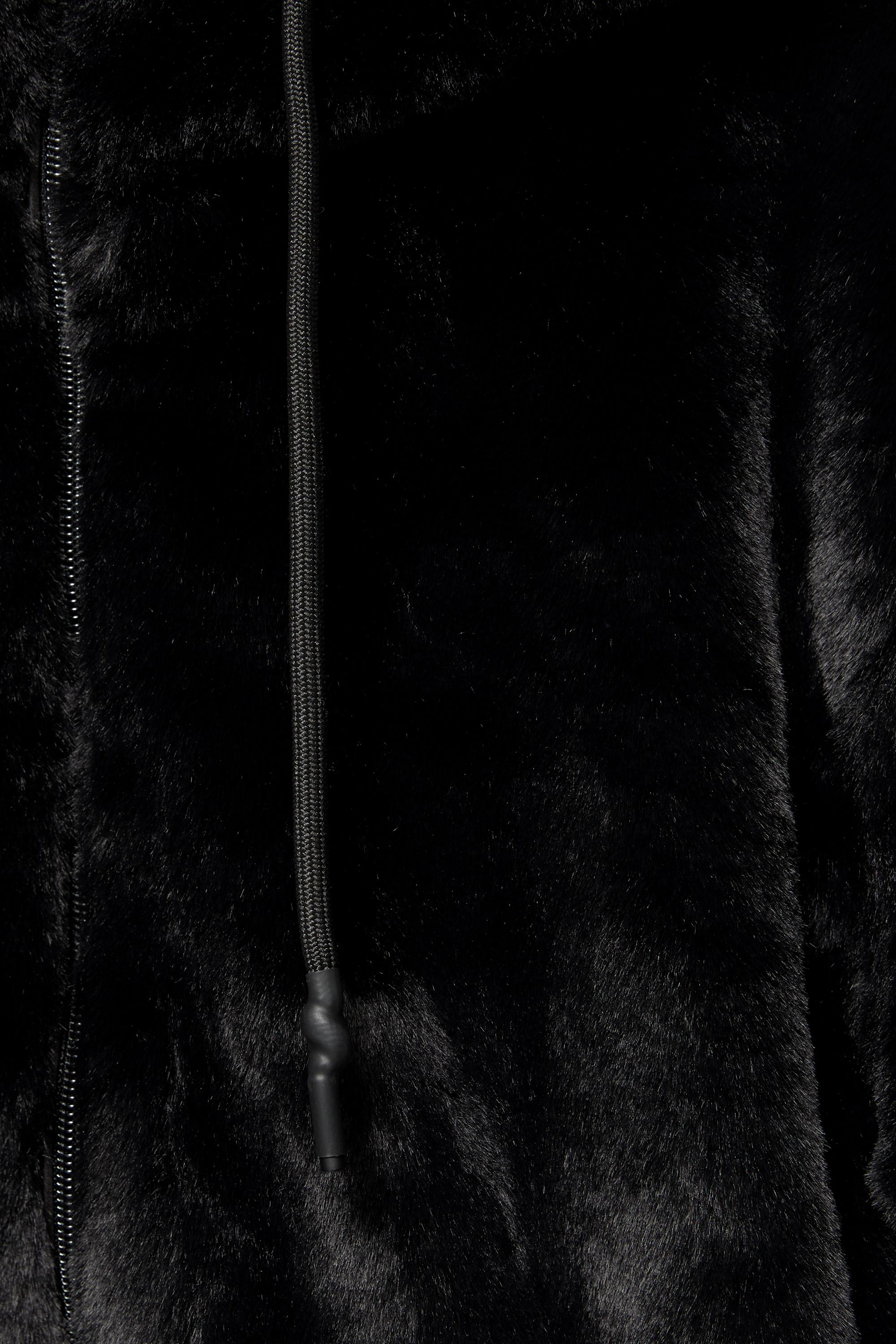 Hooded faux fur jacket — Black