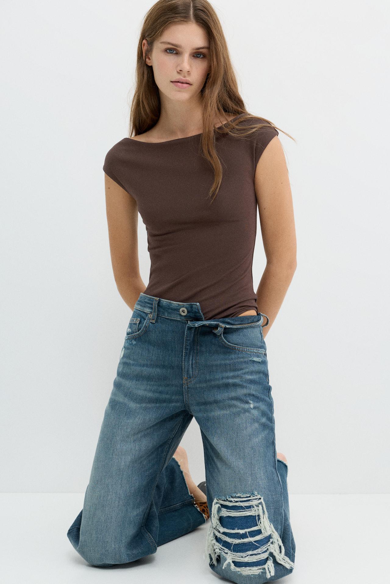 Boat neck bodysuit — Brown