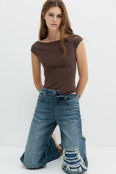 Boat neck bodysuit — Brown 3