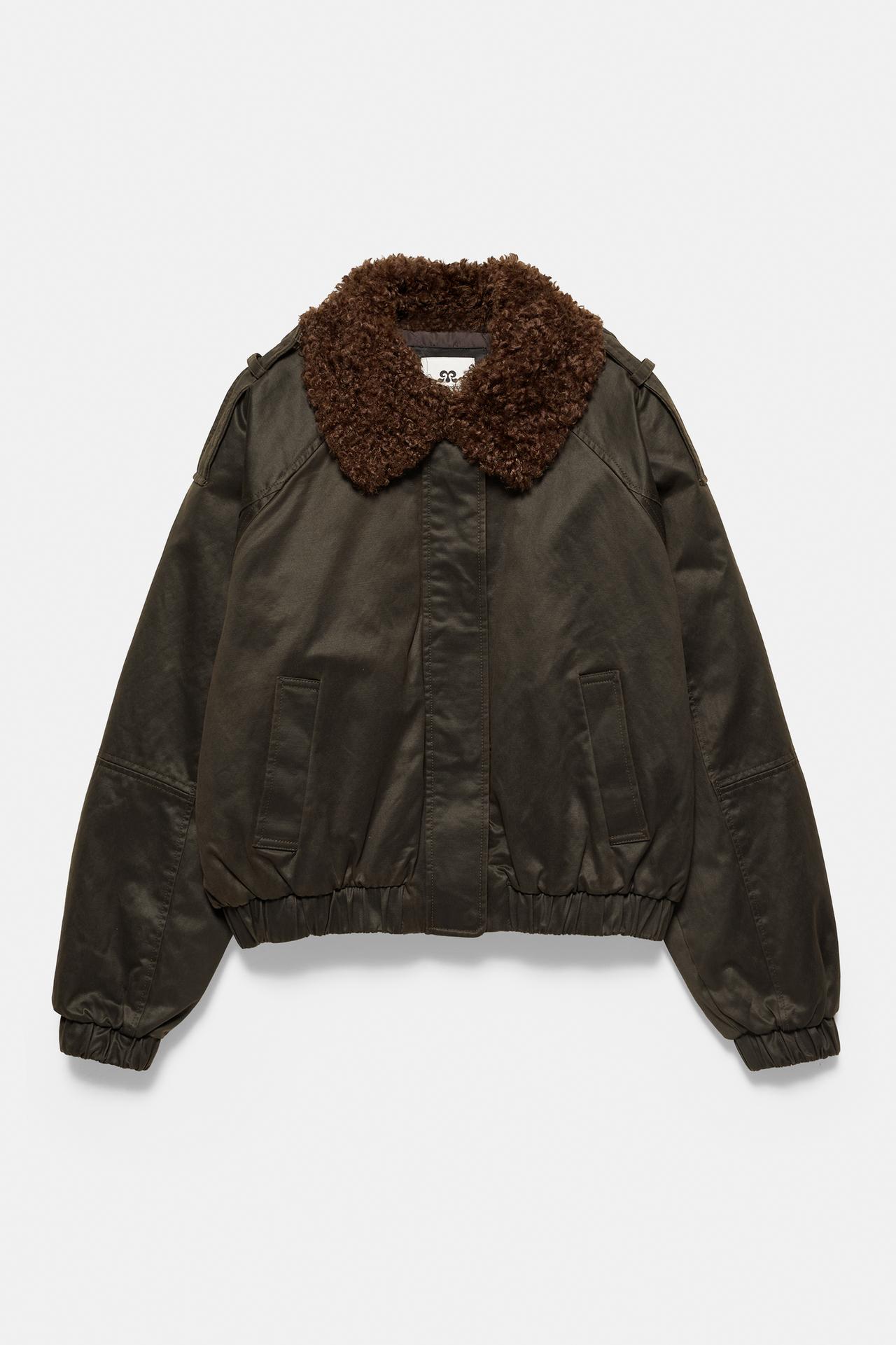 Waxed bomber jacket — Dark brown