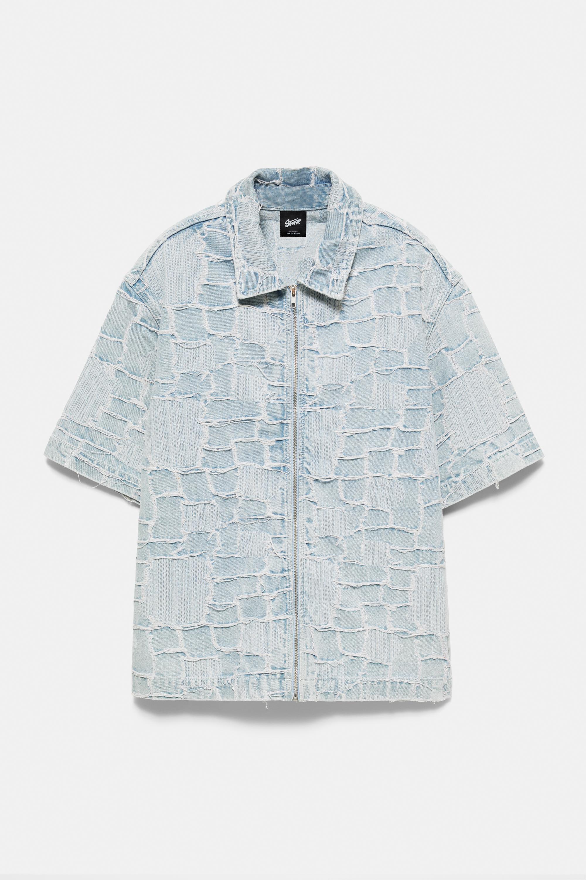 Jacquard denim shirt — Pale indigo