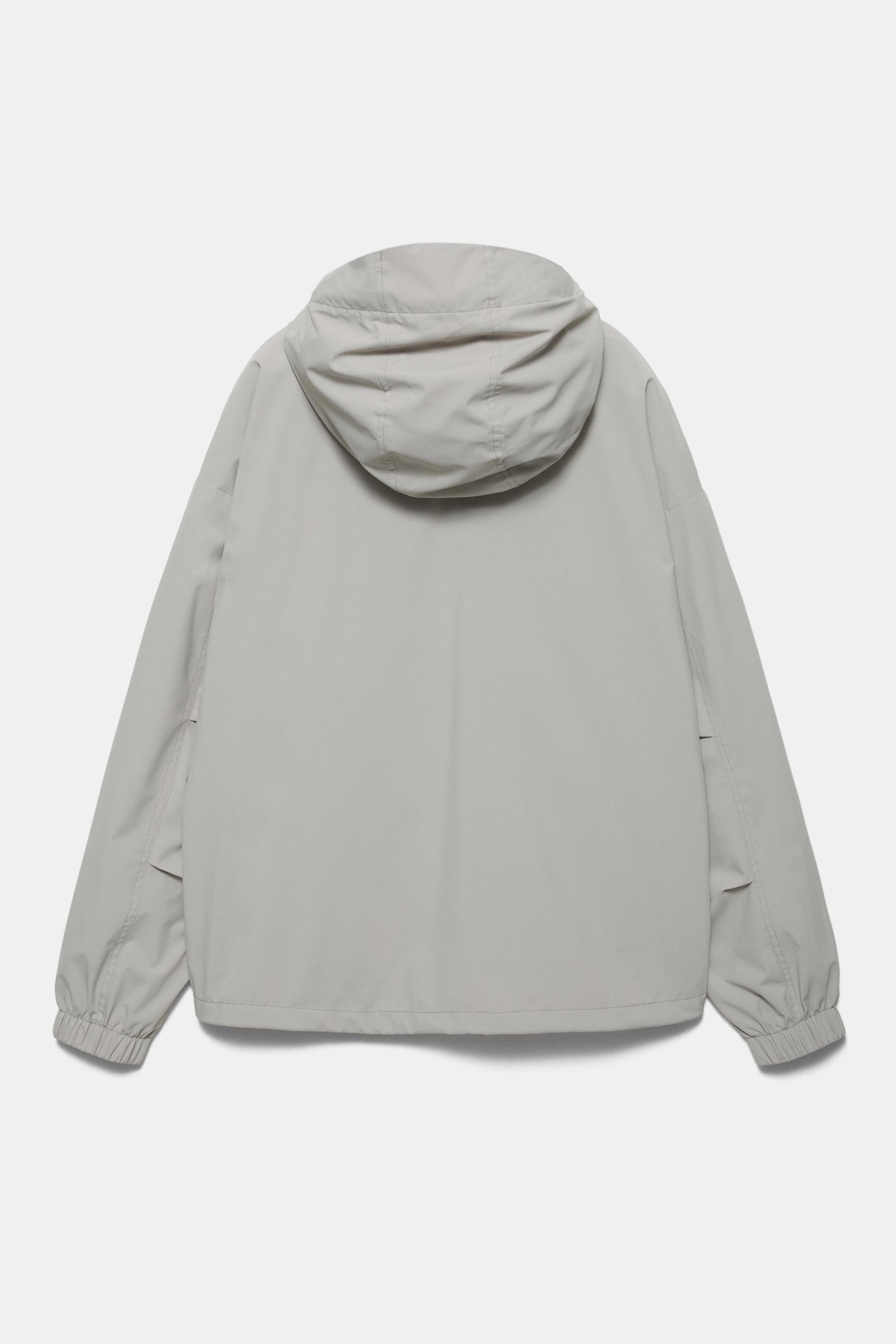 Lightweight hooded raincoat — Pale marl