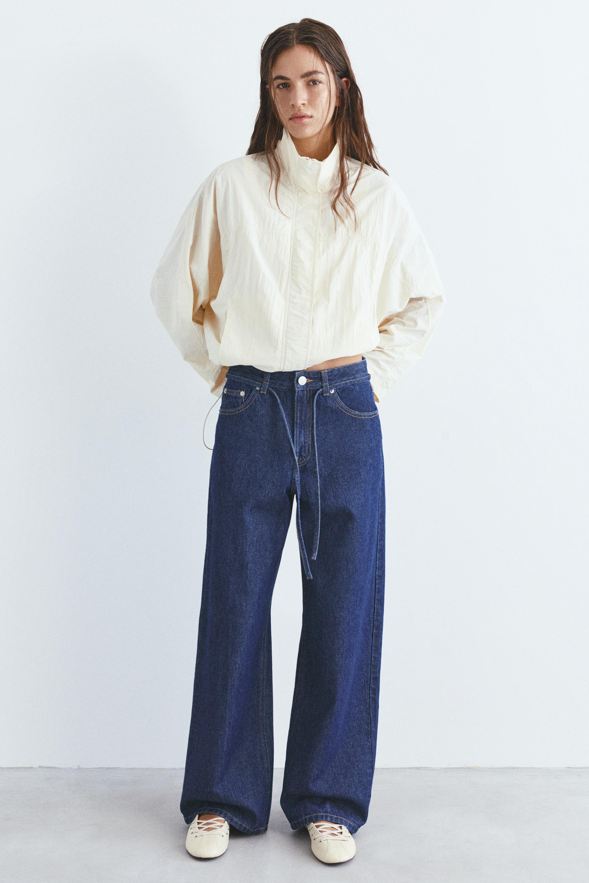 Baggy jeans with drawstring — Navy