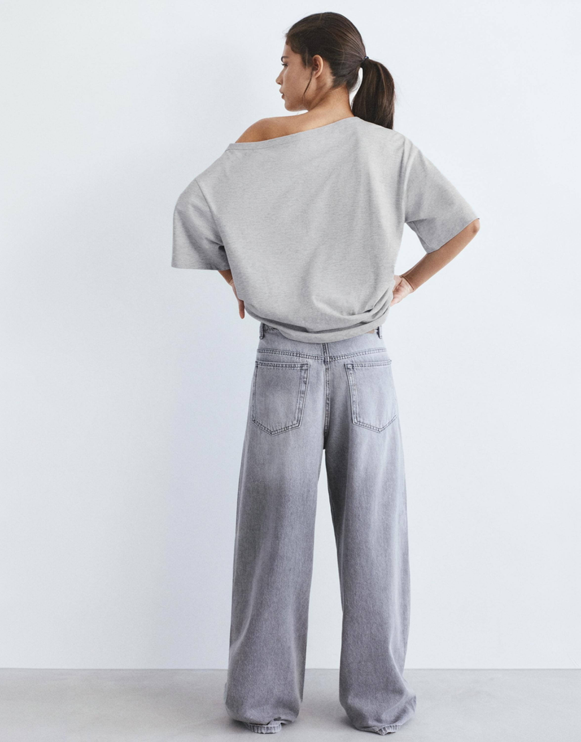 Asimetrik kısa kollu t-shirt - Görsel 14