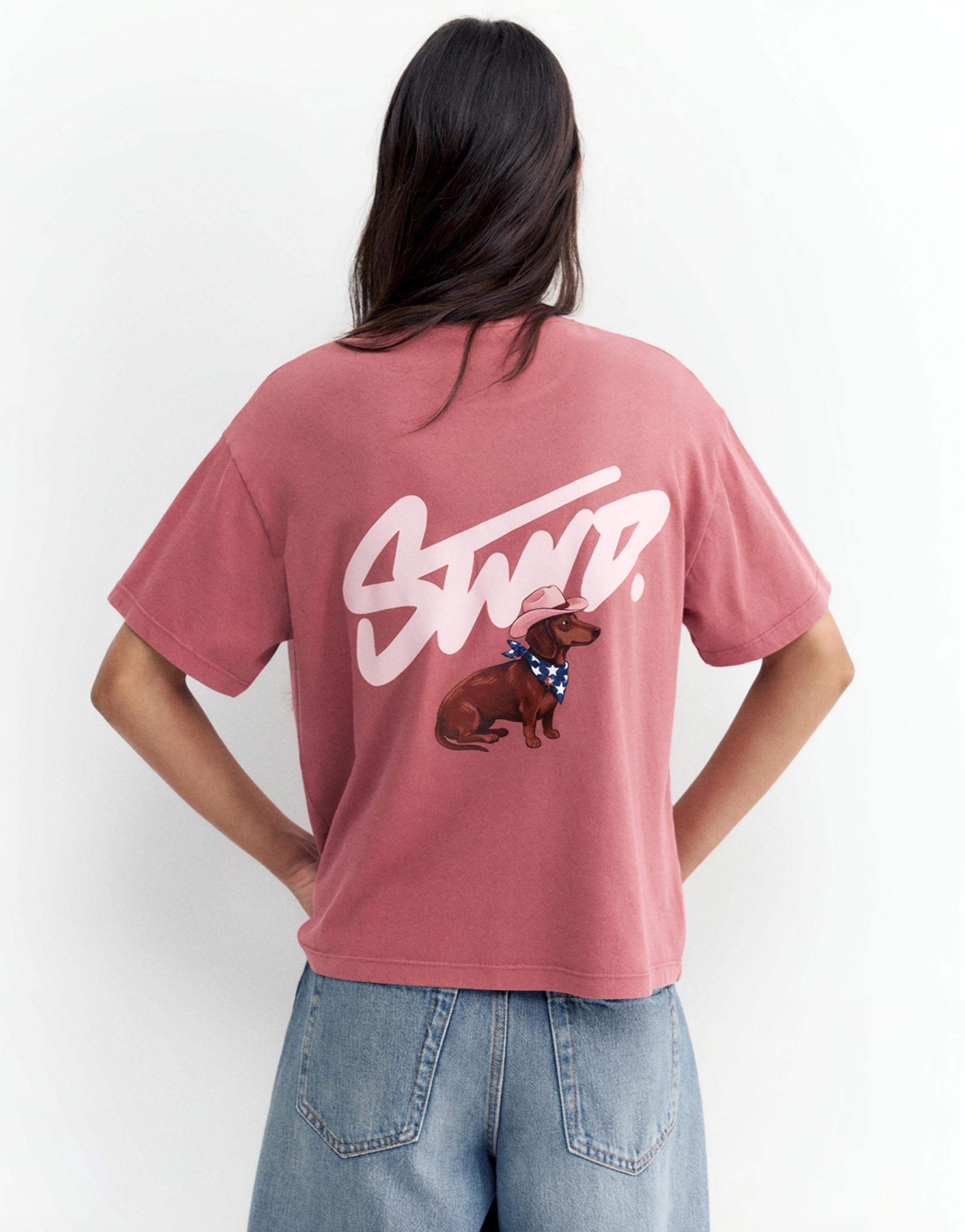 STWD dog graphic T-shirt — Dark pink
