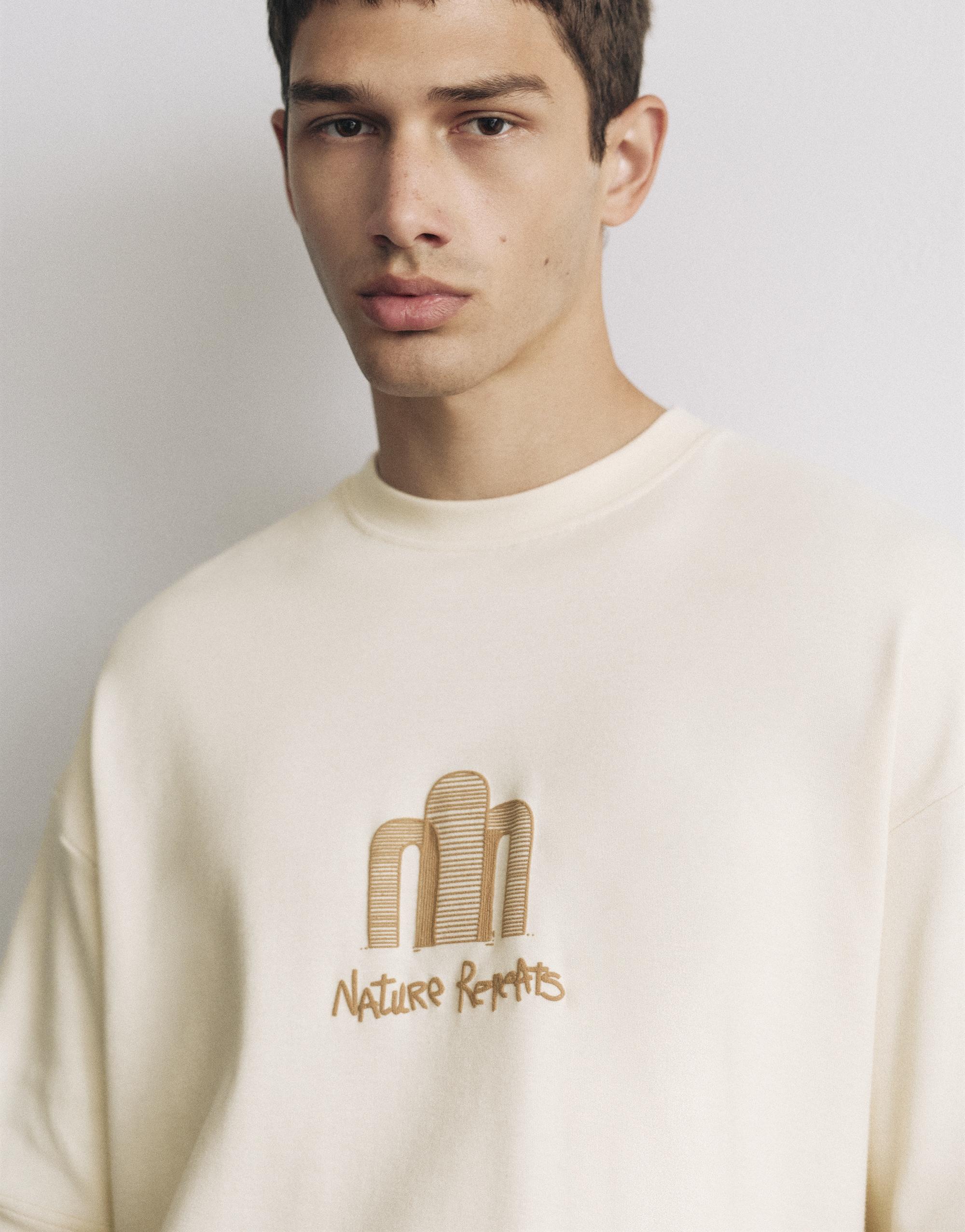 Short sleeve graphic sweatshirt — Sand