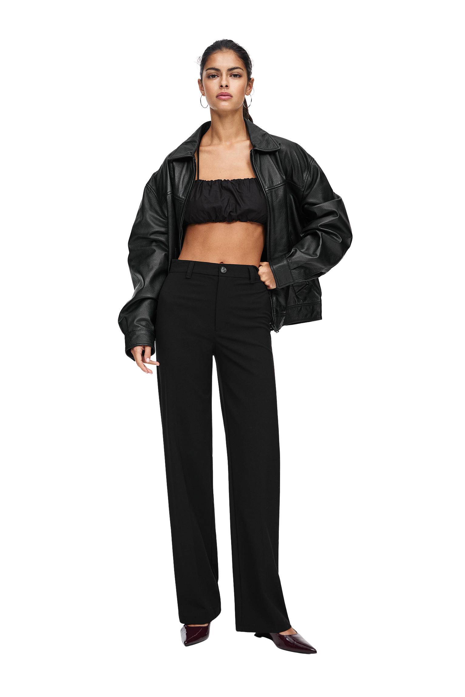 Smart high-waist straight-leg trousers — Black