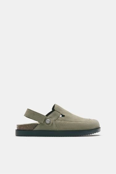 STWD leather strap clogs — Khaki 1