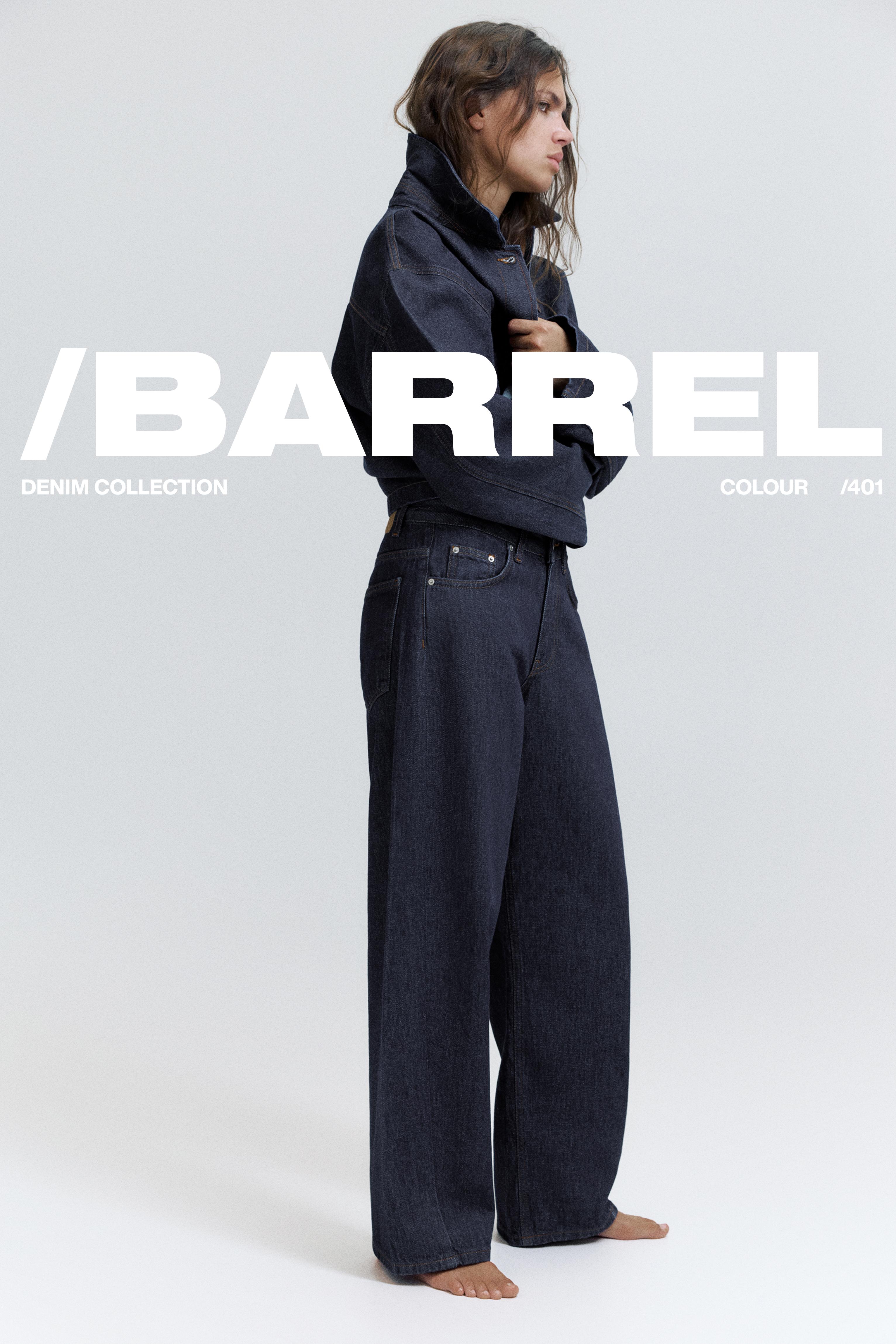 Low-rise barrel jeans — Navy