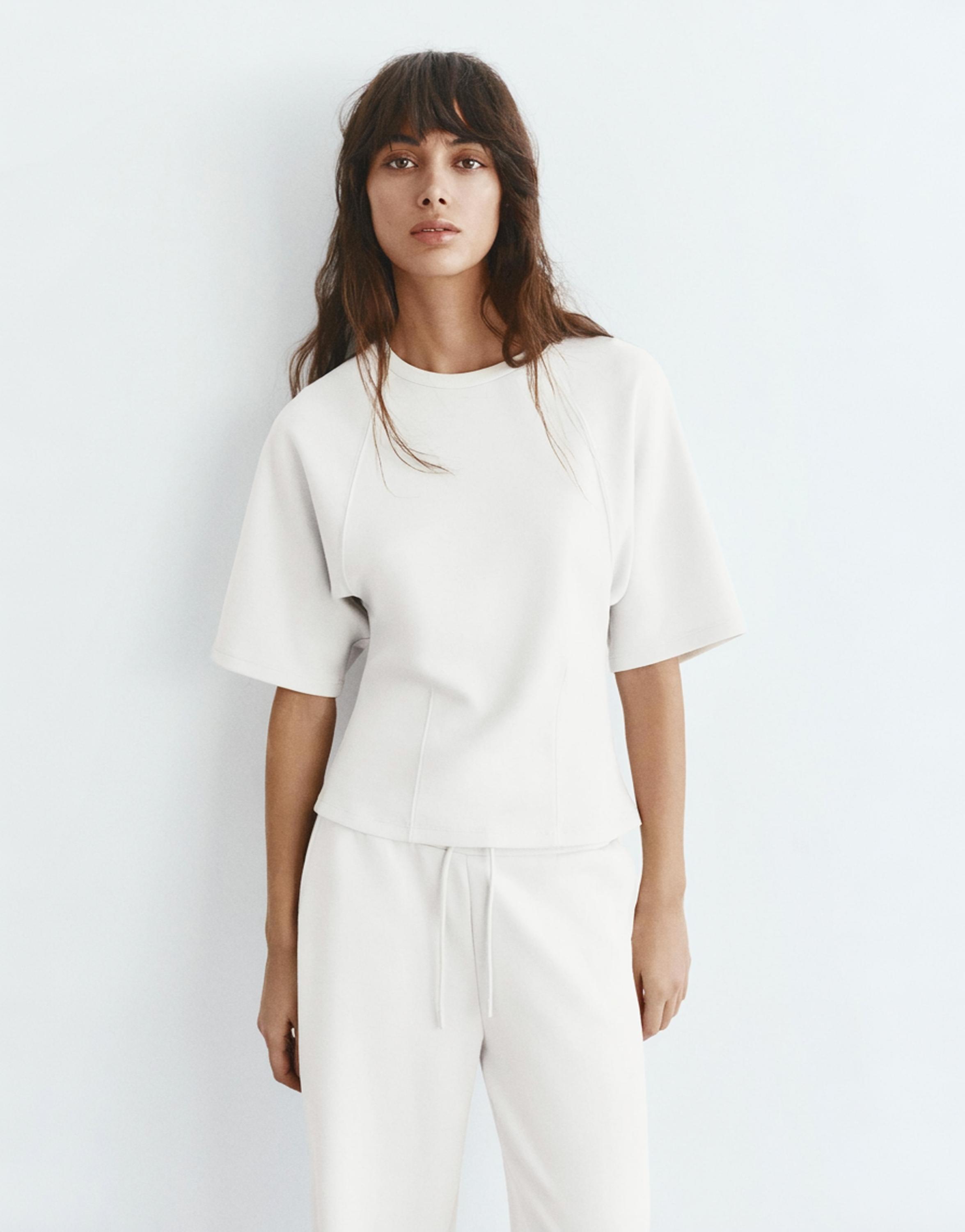 Soft touch short sleeve sweatshirt — Ecru