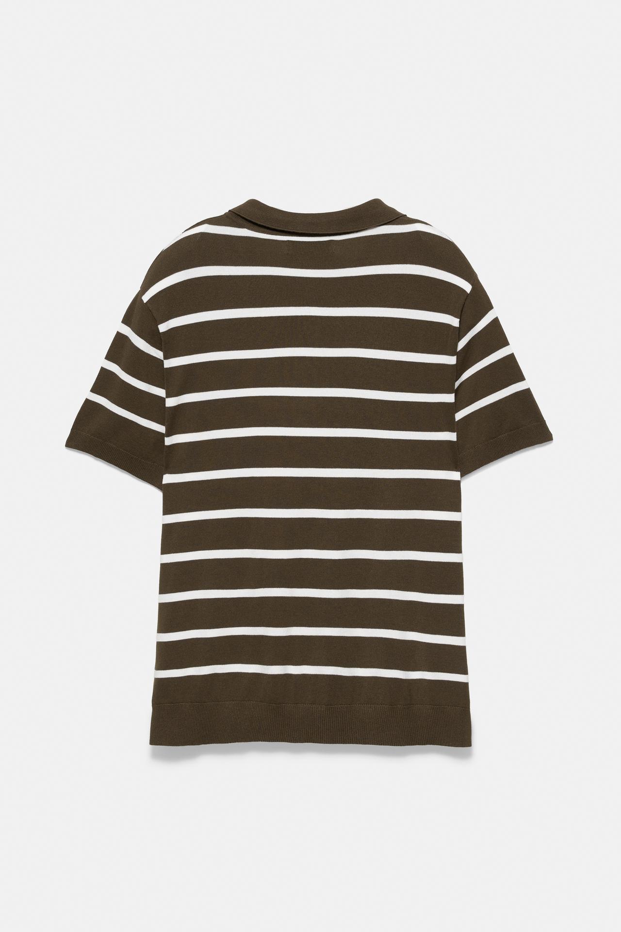Striped knit polo shirt — Chocolate