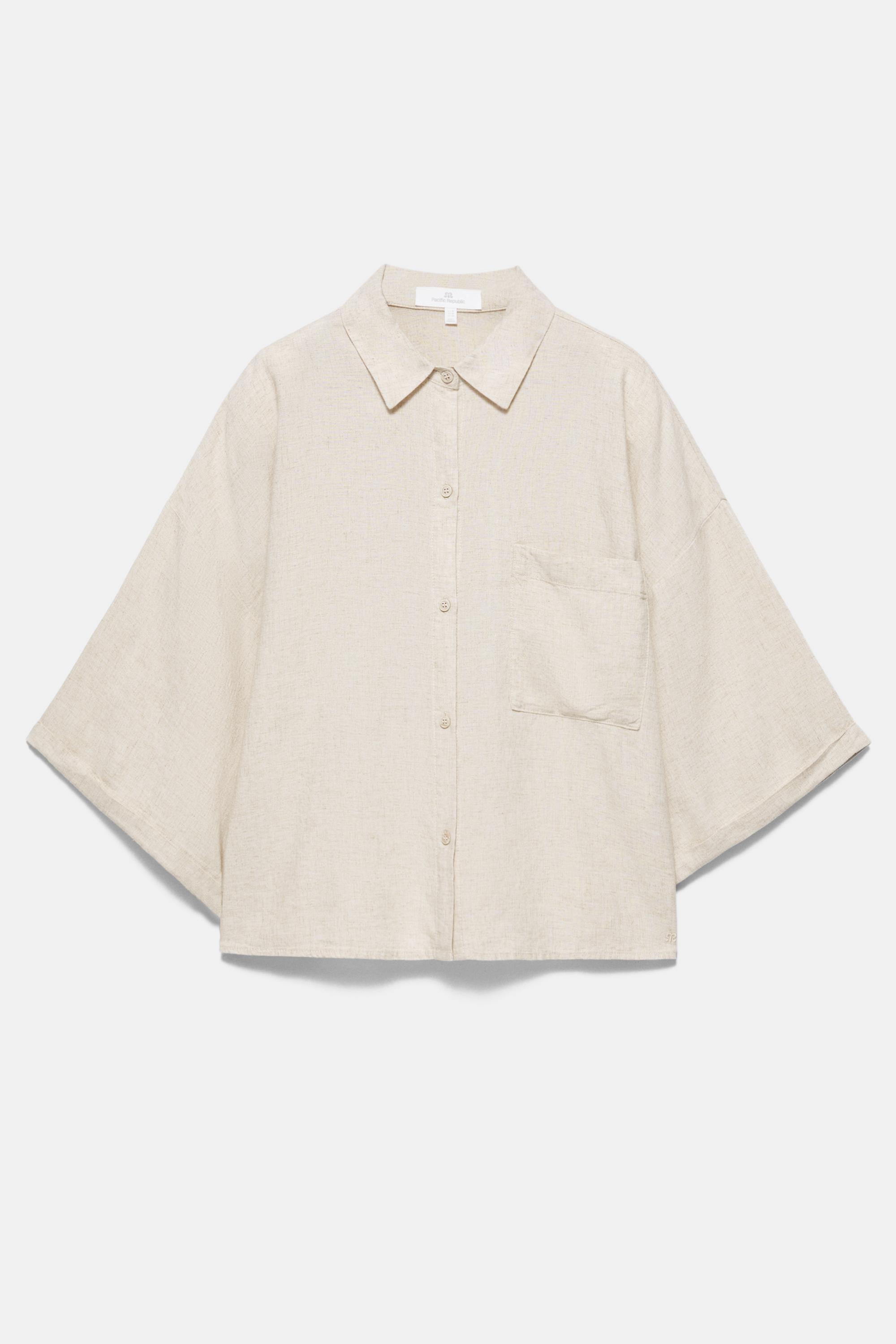 Linen blend shirt — Beige