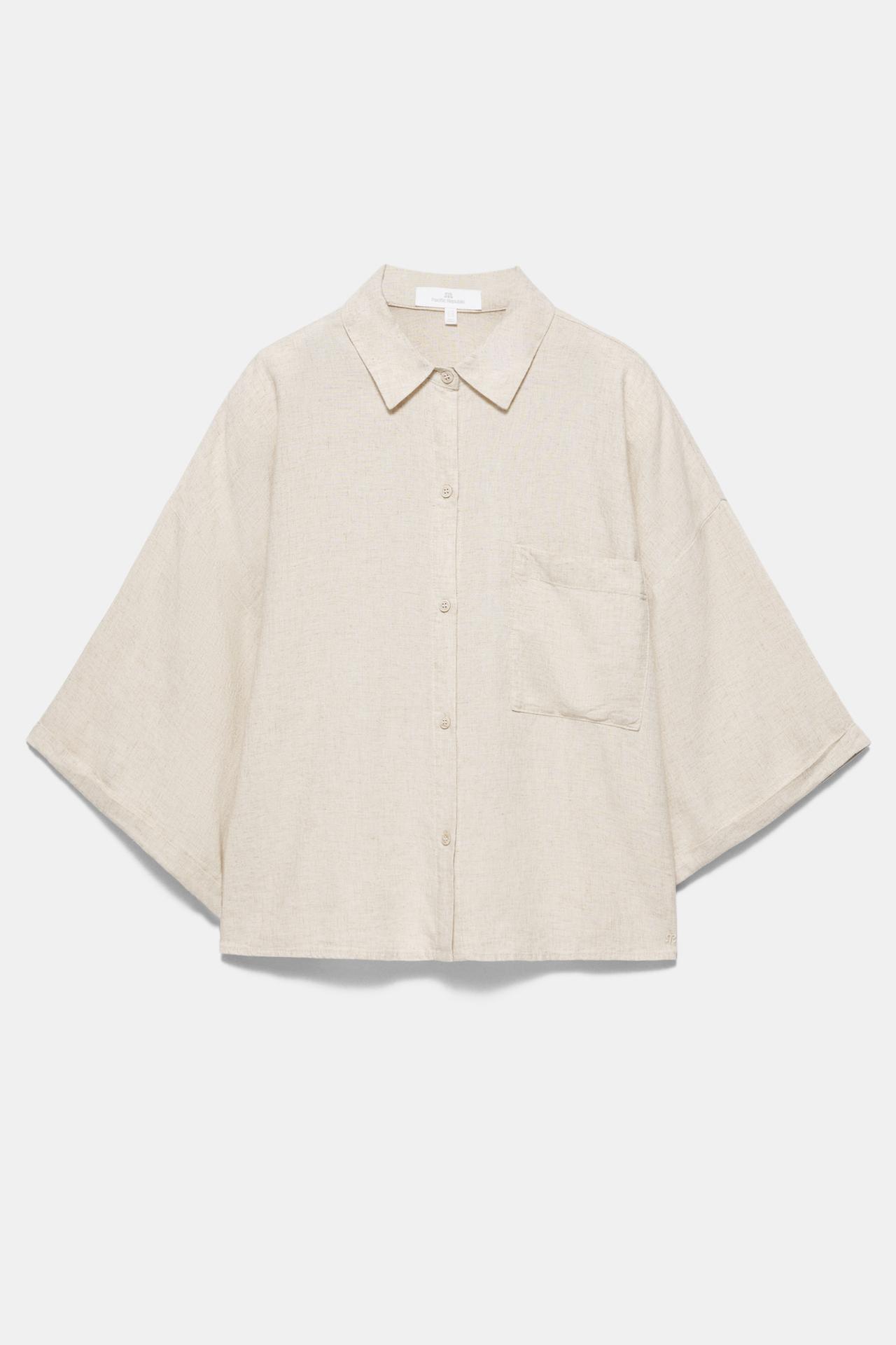 Linen blend shirt — Beige