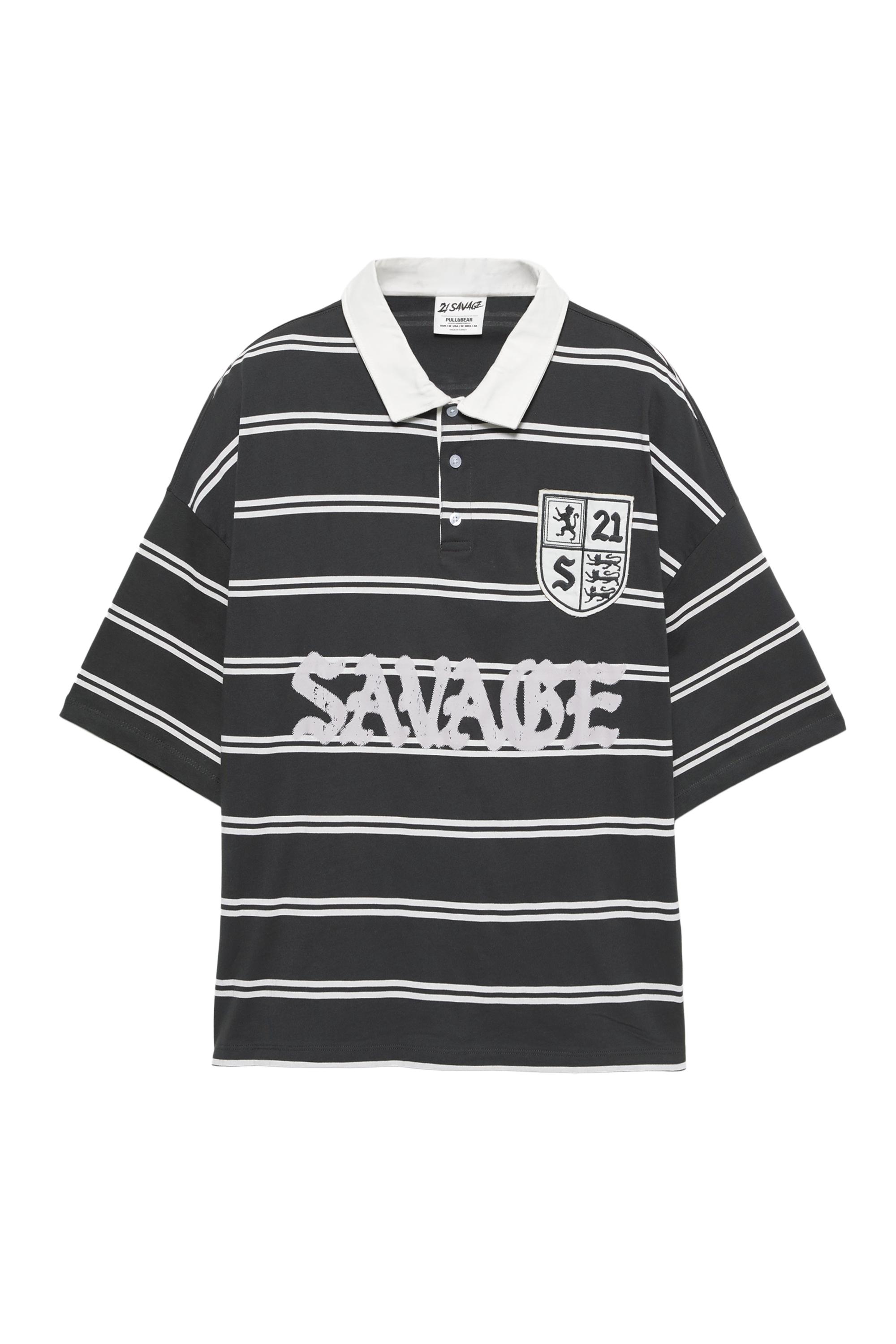 21 Savage çizgili polo t-shirt - Görsel 5