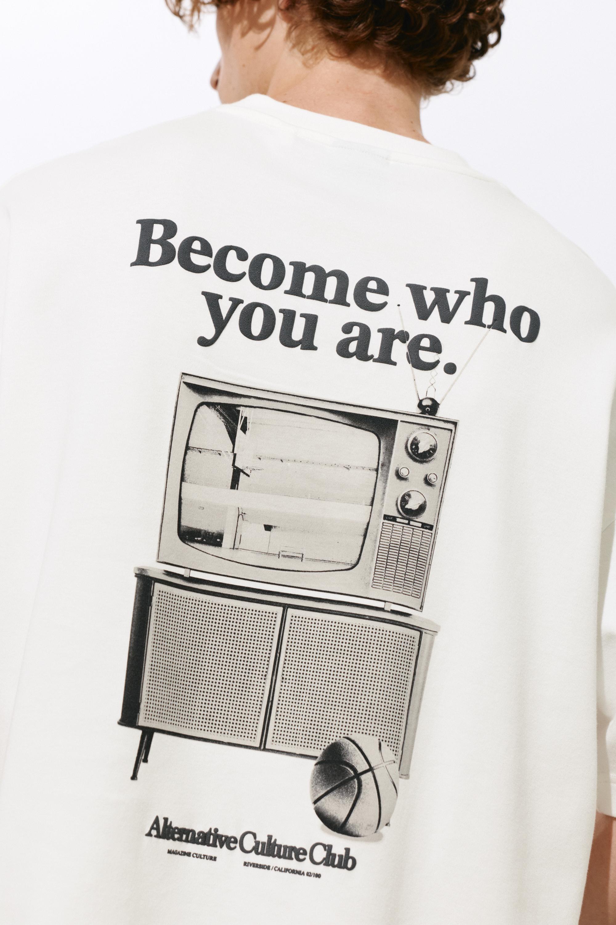 Short sleeve sweatshirt with graphic — Off white