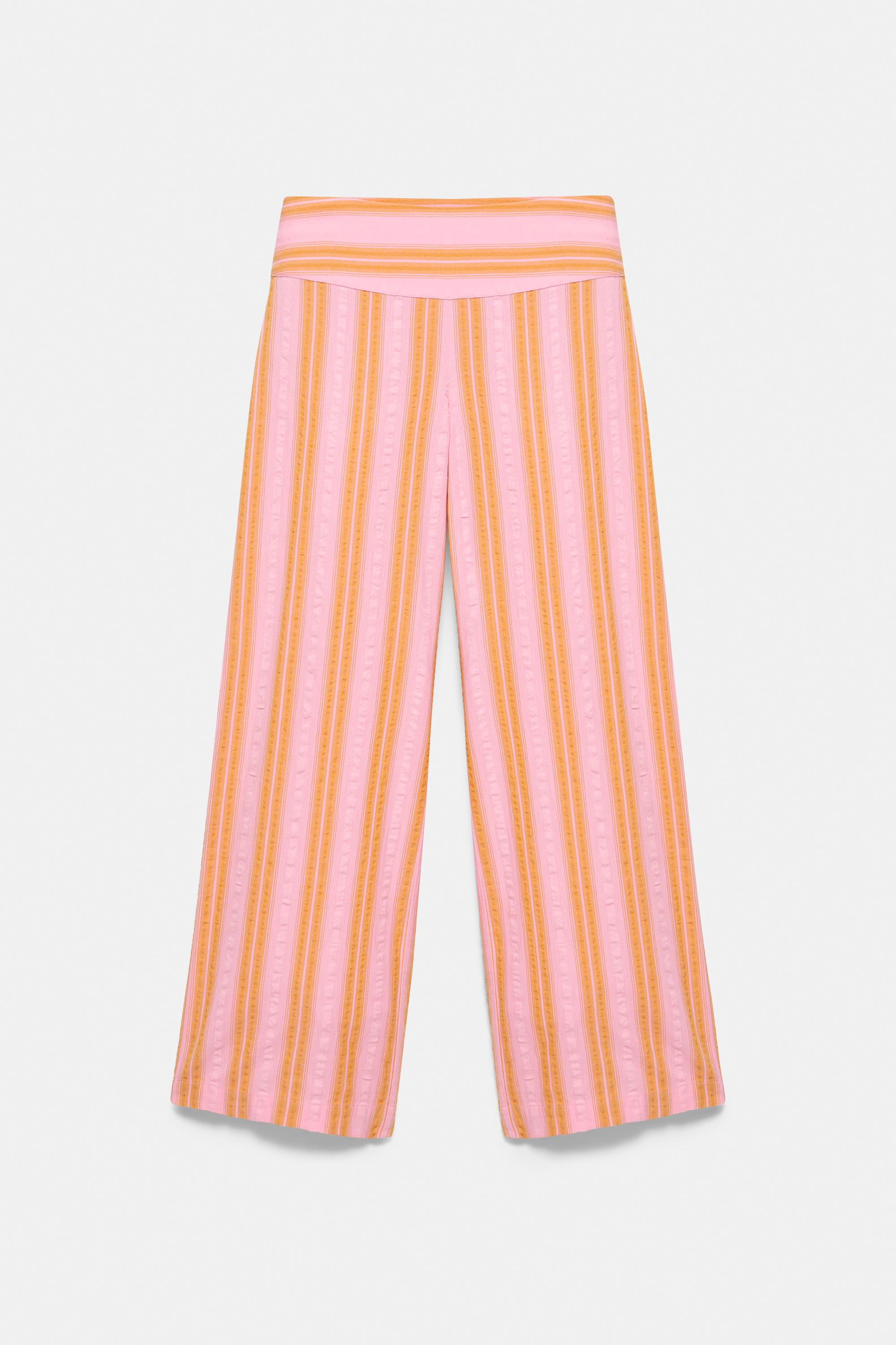 Wide-leg striped trousers — Pink