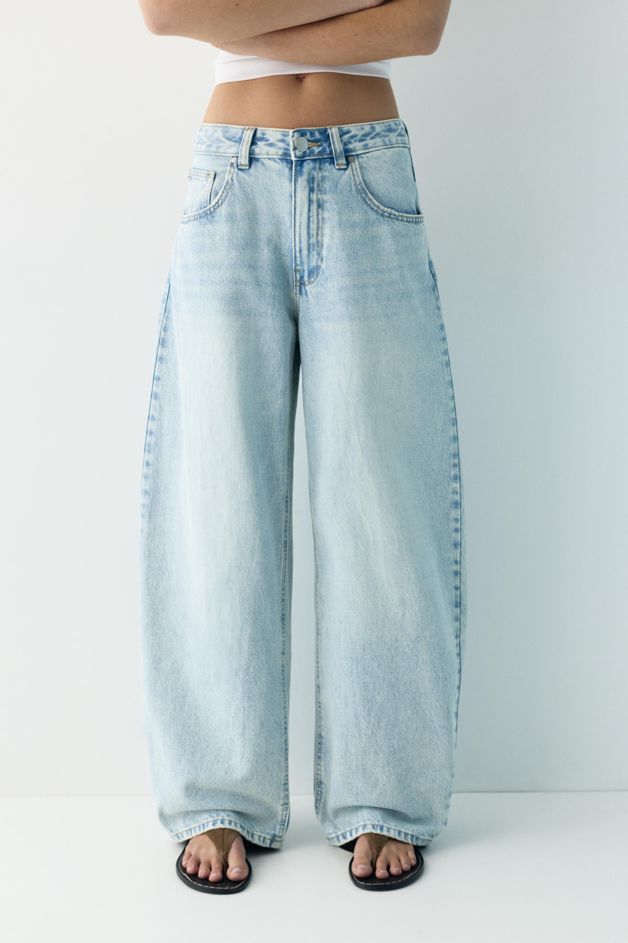Embroidered barrel jeans — Pale blue