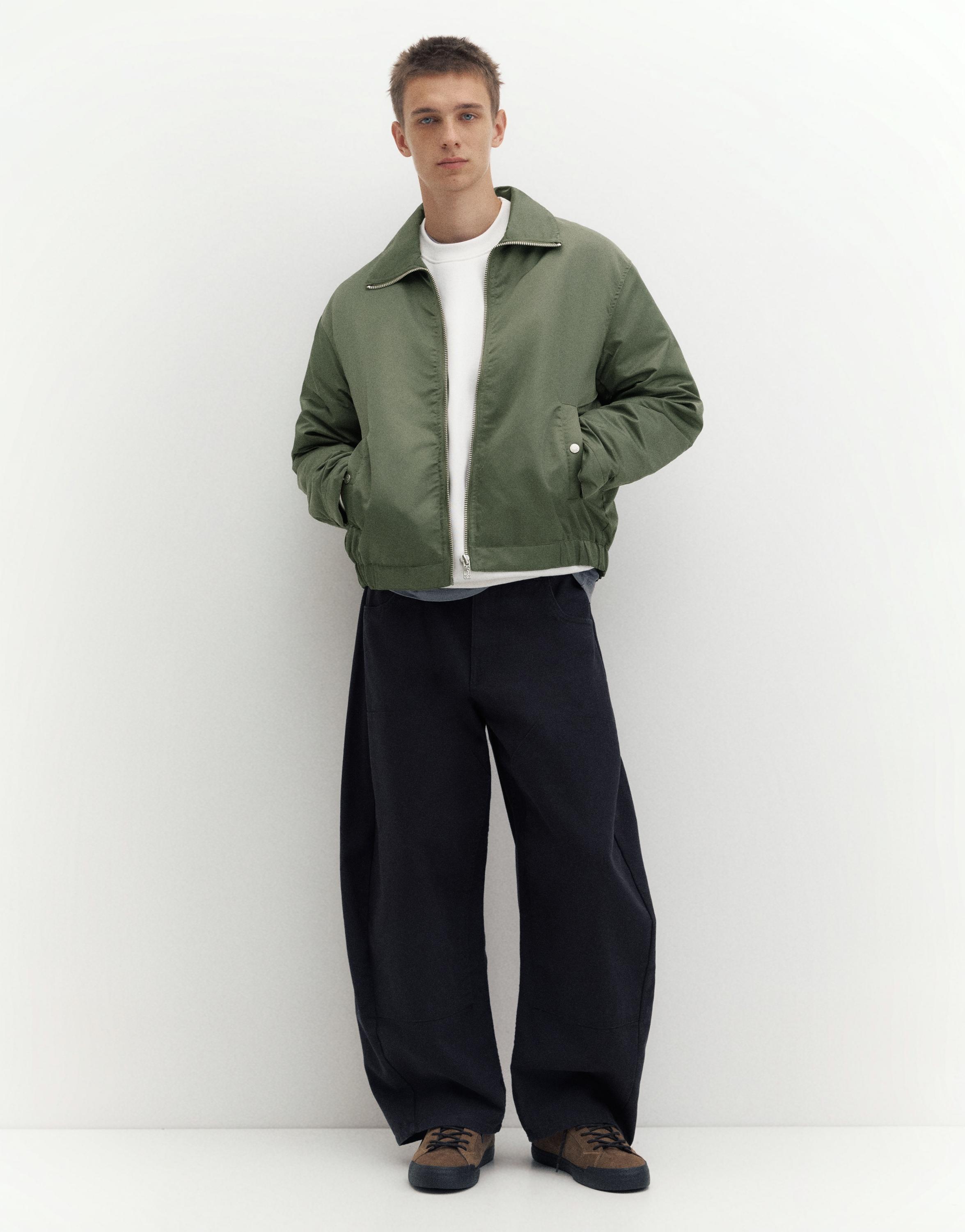 Shirt collar bomber jacket — Medium green