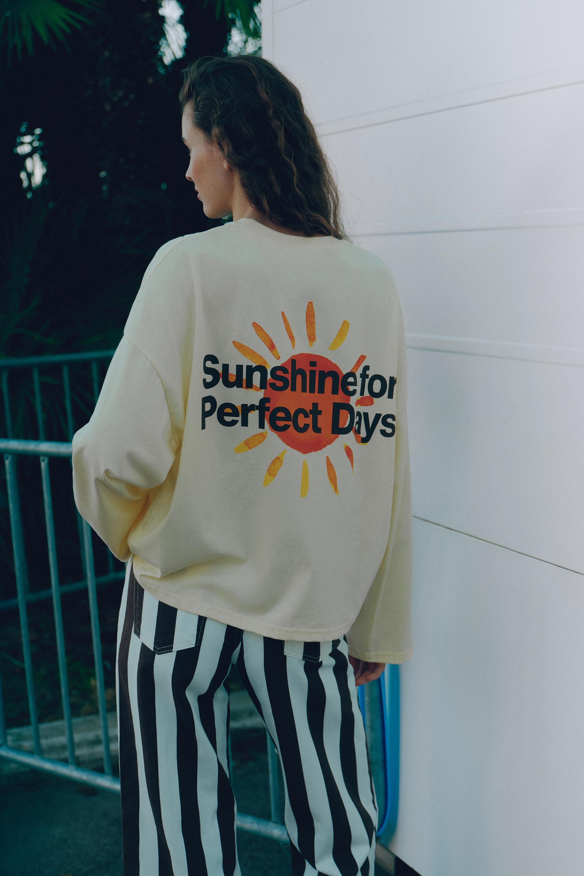 Oversize sun graphic T-shirt — Yellow