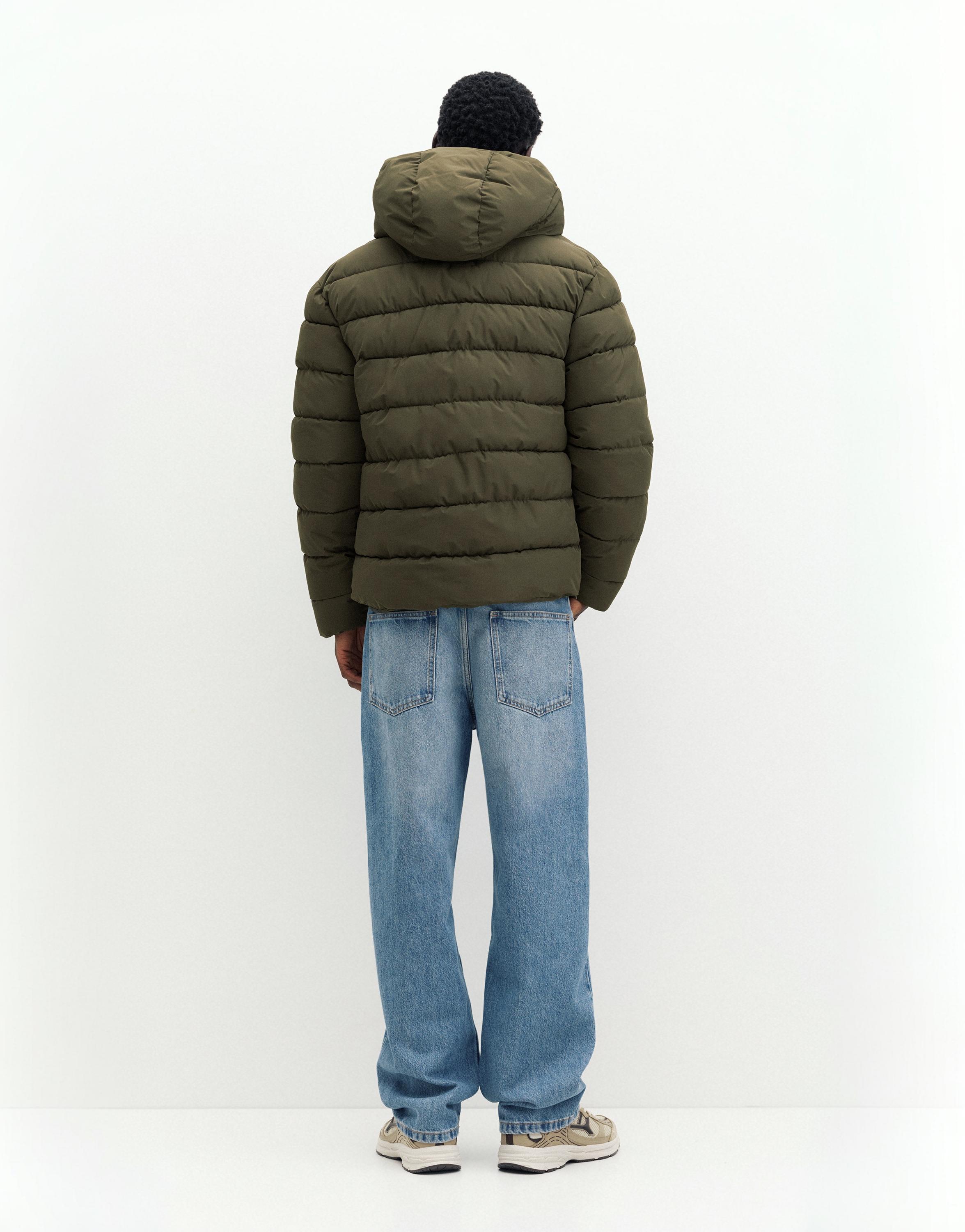 Puffer jacket with hood — Dark khaki